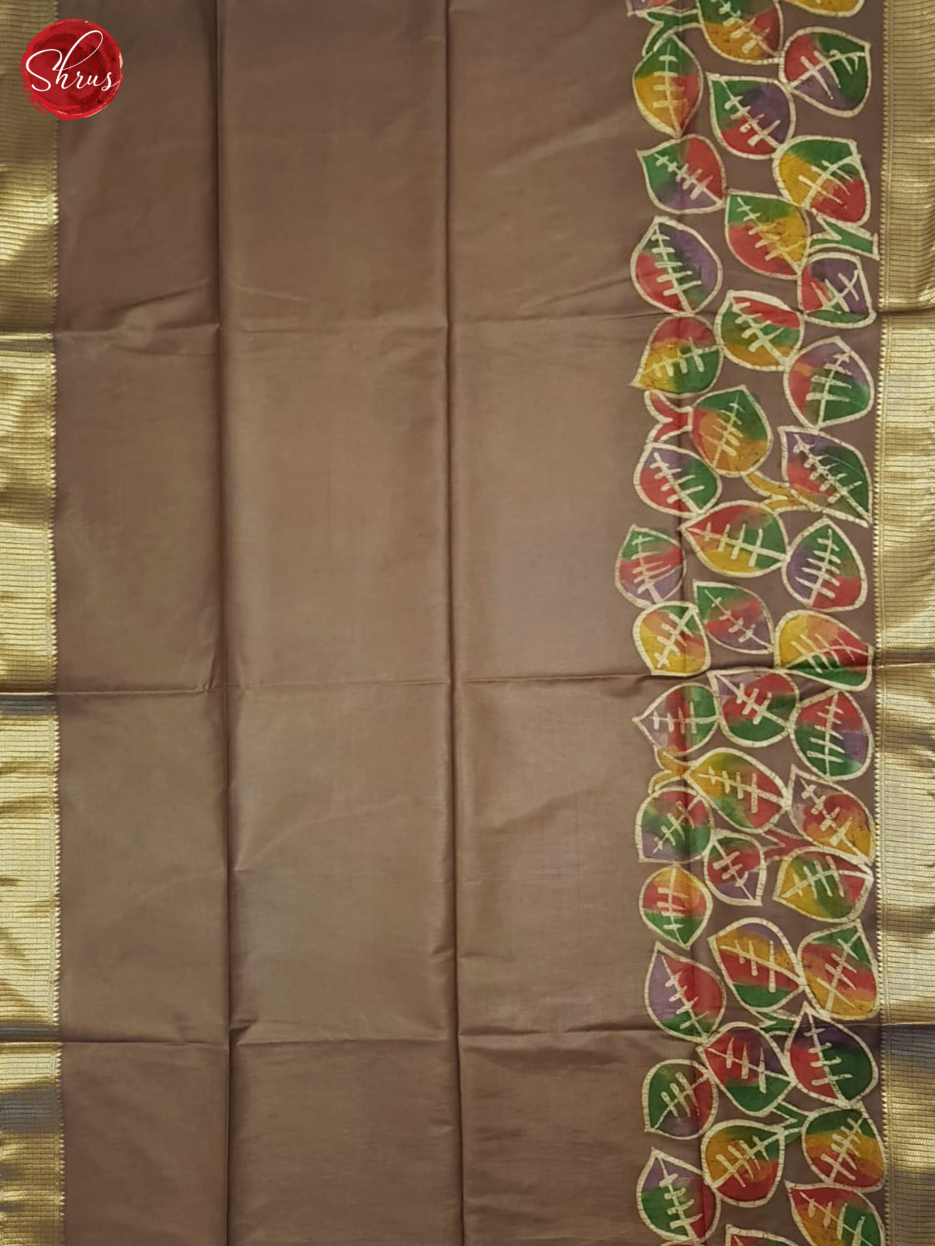 Brown(single Tone)- Semi Chanderi Saree - Shop on ShrusEternity.com
