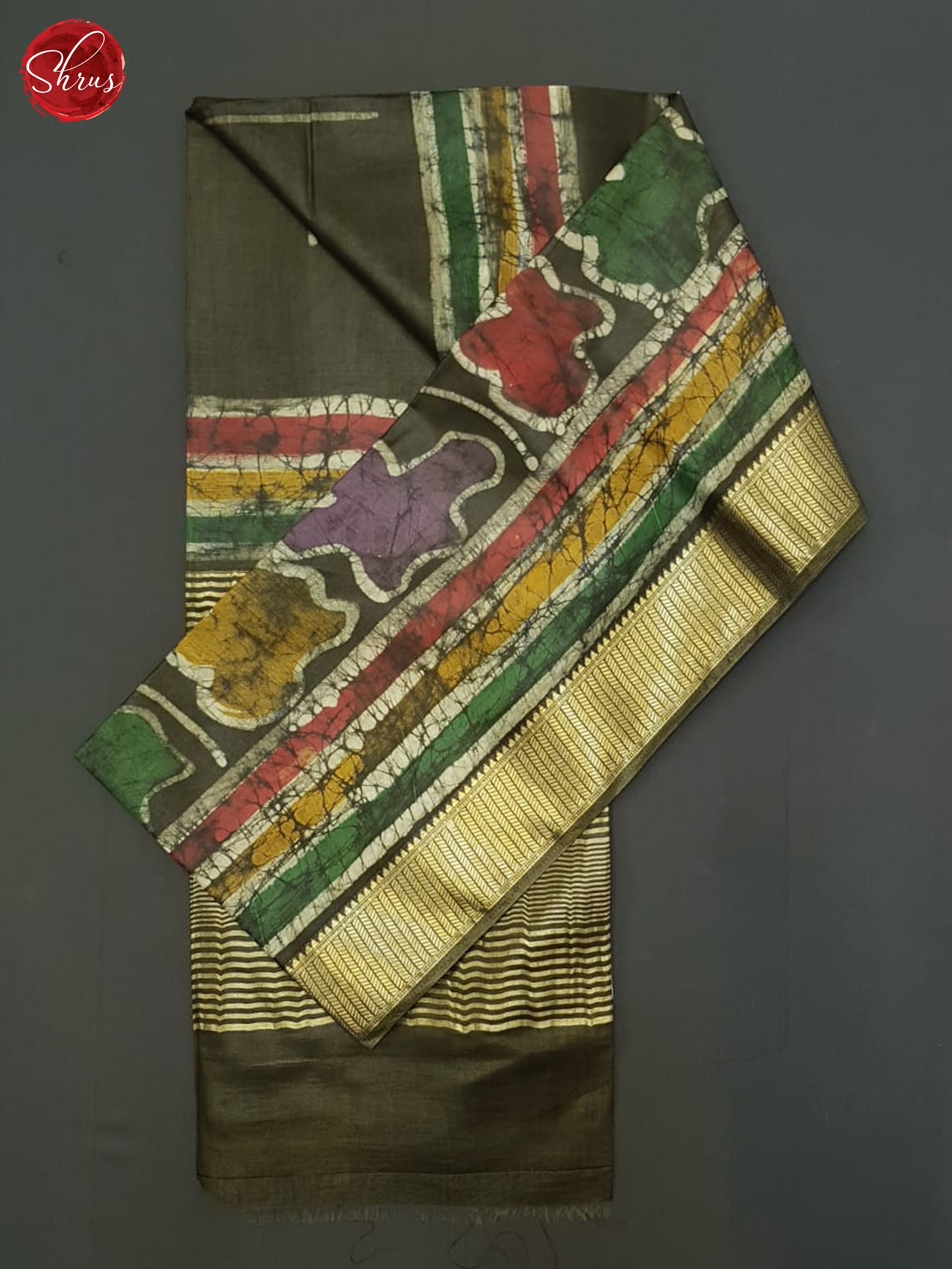 Green And Black- Semi Chanderi Saree - Shop on ShrusEternity.com