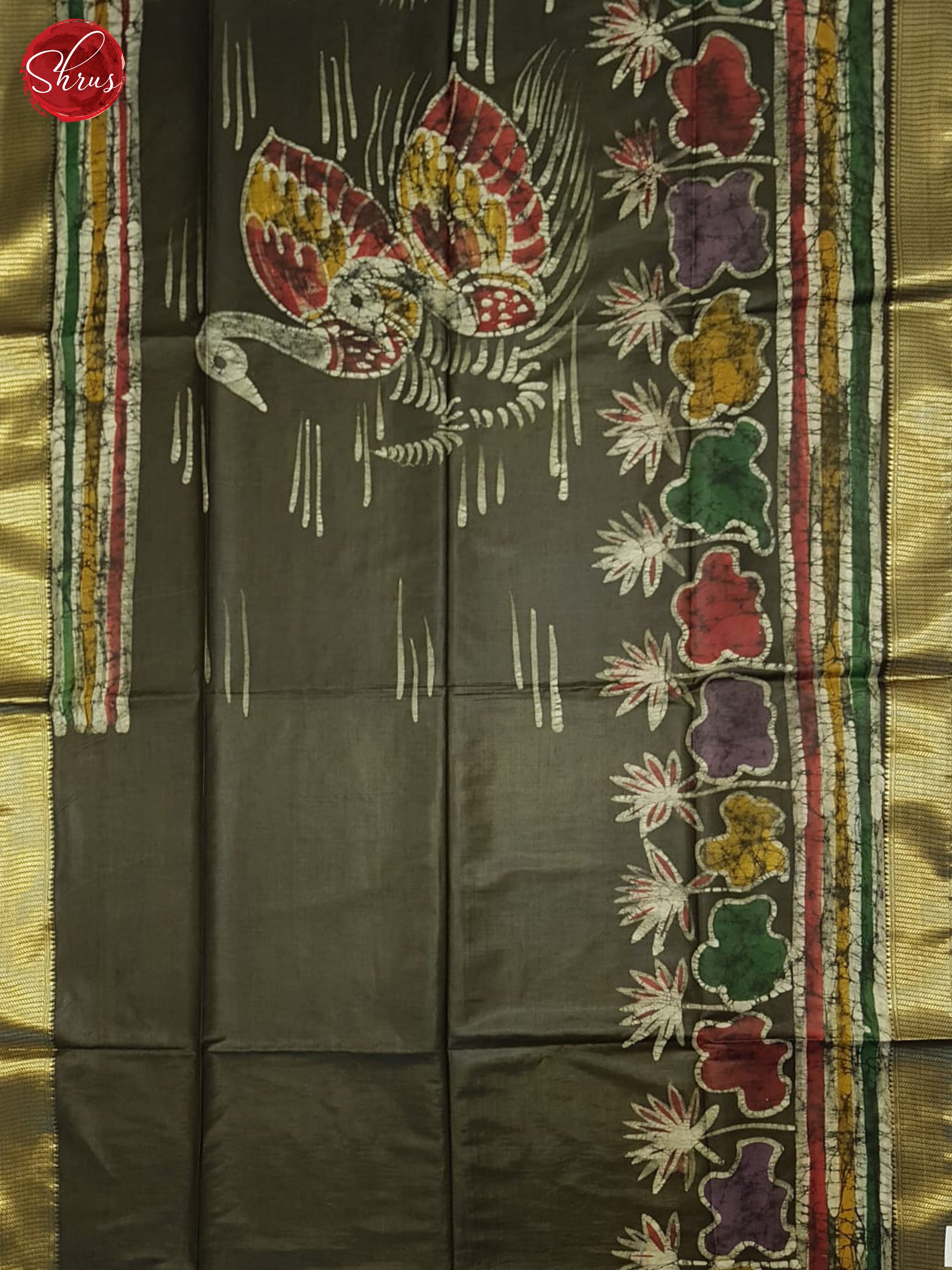 Green And Black- Semi Chanderi Saree - Shop on ShrusEternity.com