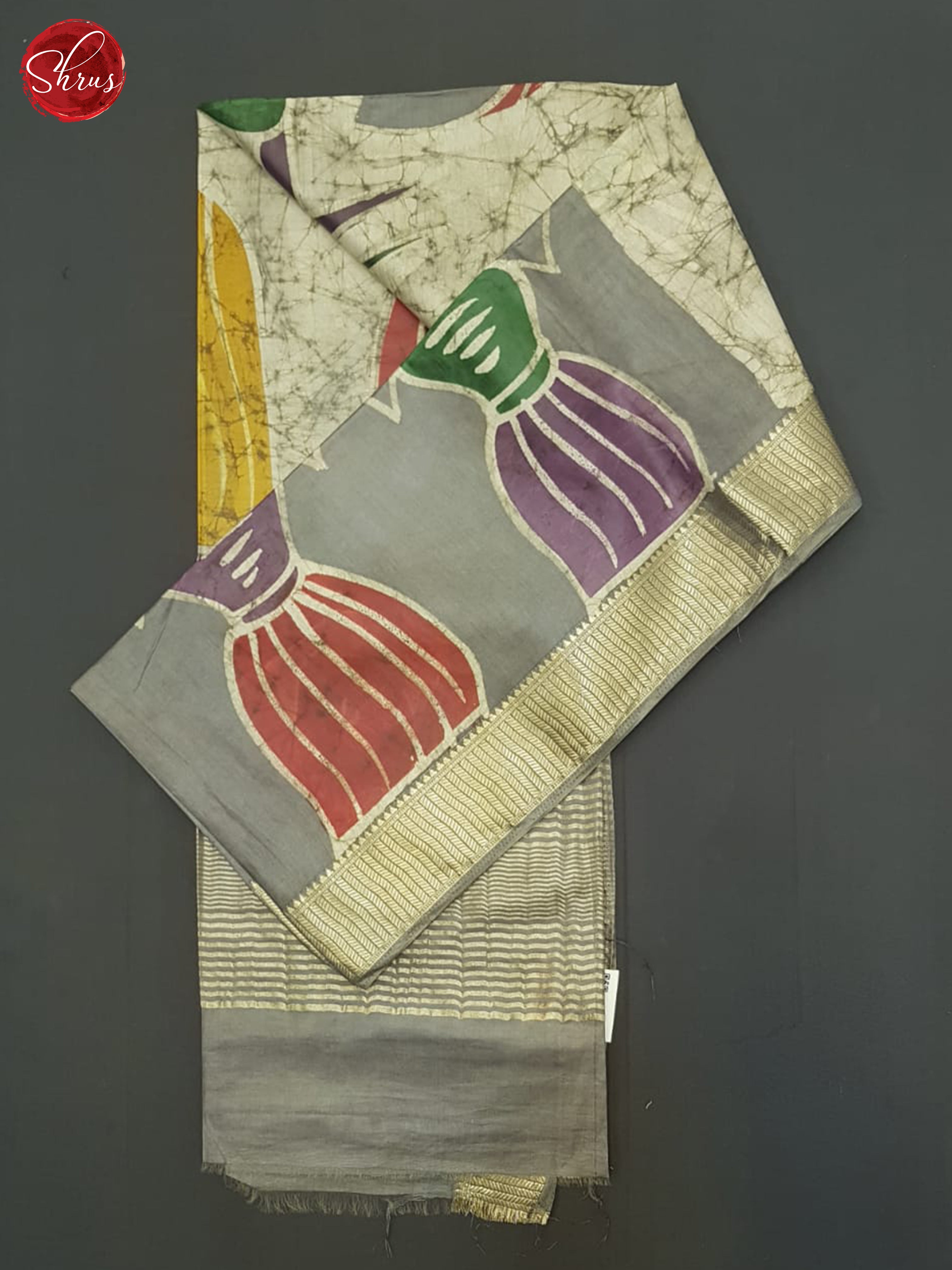 Grey(Single tone)- Semi chanderi saree - Shop on ShrusEternity.com