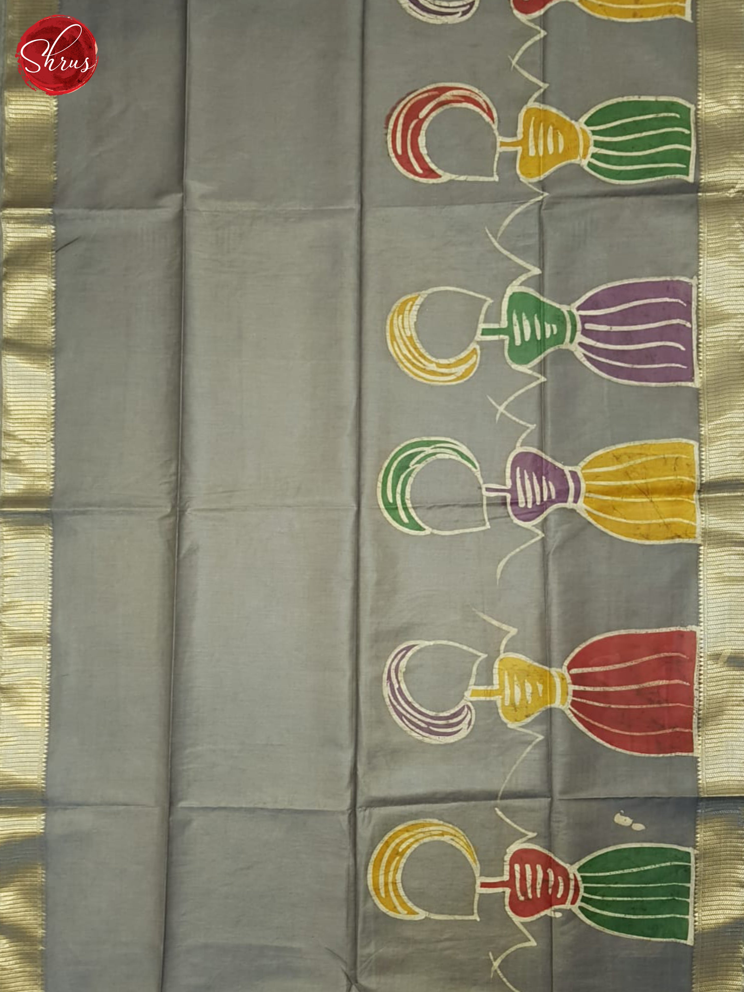 Grey(Single tone)- Semi chanderi saree - Shop on ShrusEternity.com