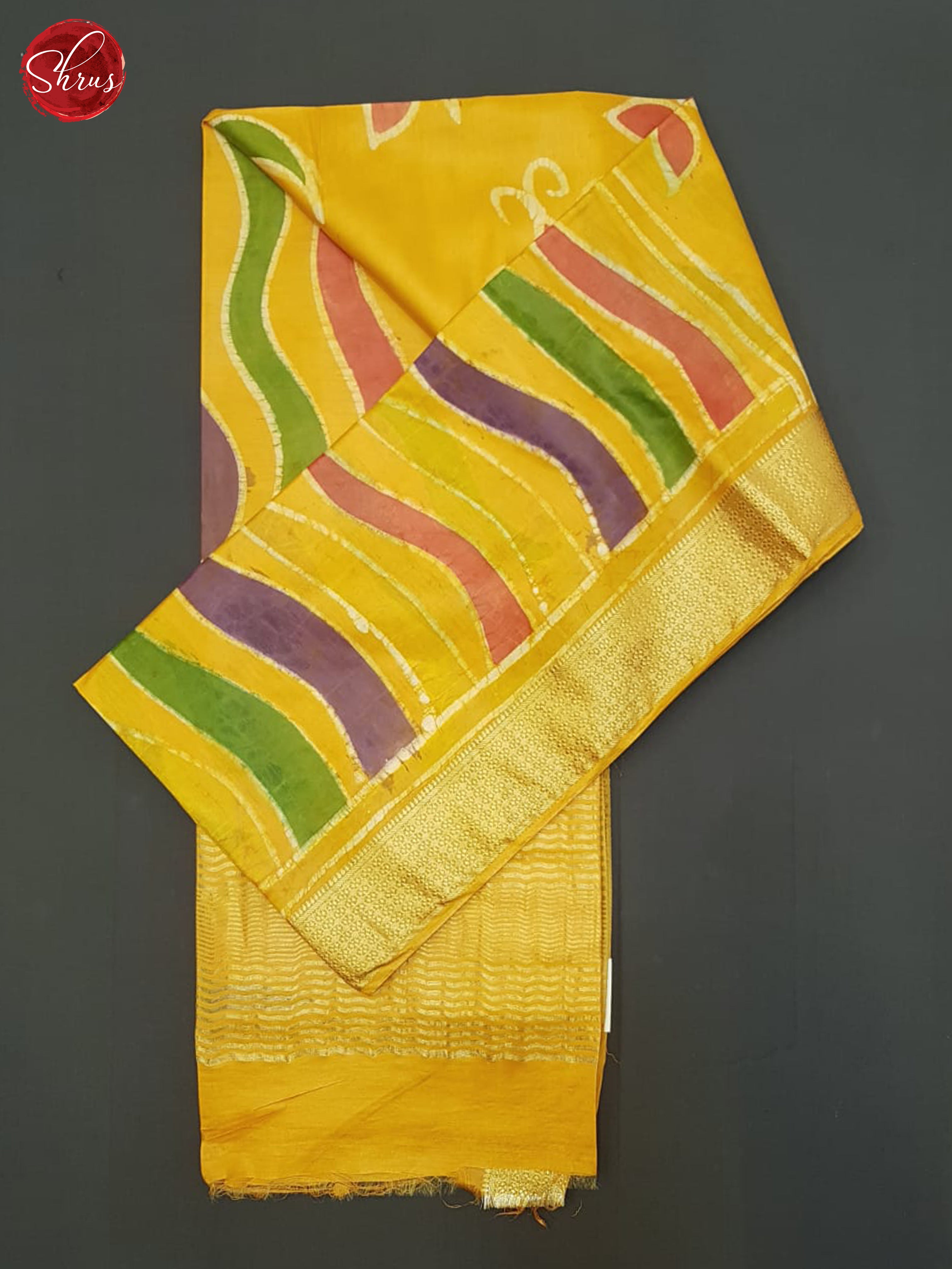 Yellow(Single Tone)- Semi Chanderi saree - Shop on ShrusEternity.com