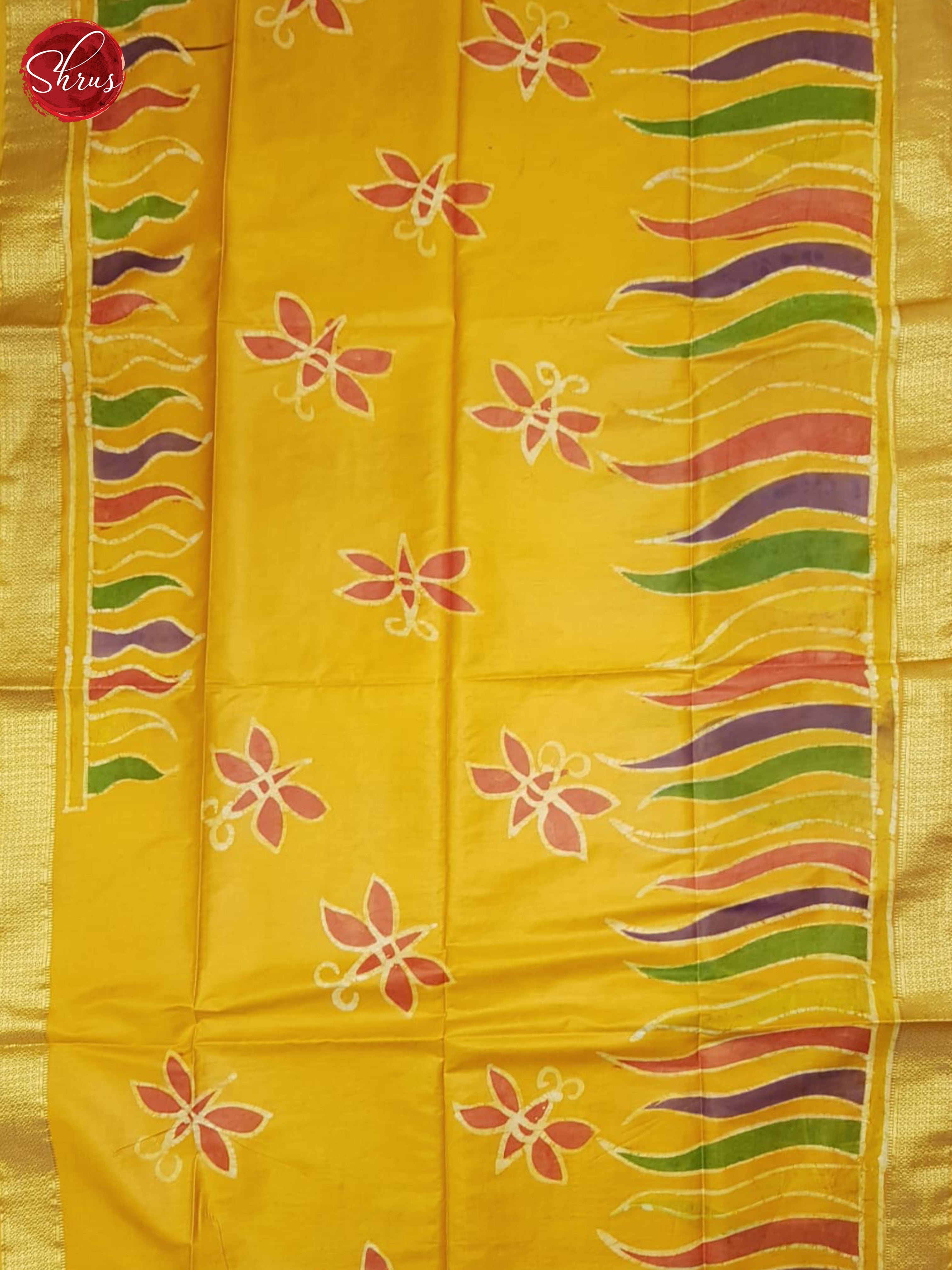 Yellow(Single Tone)- Semi Chanderi saree - Shop on ShrusEternity.com