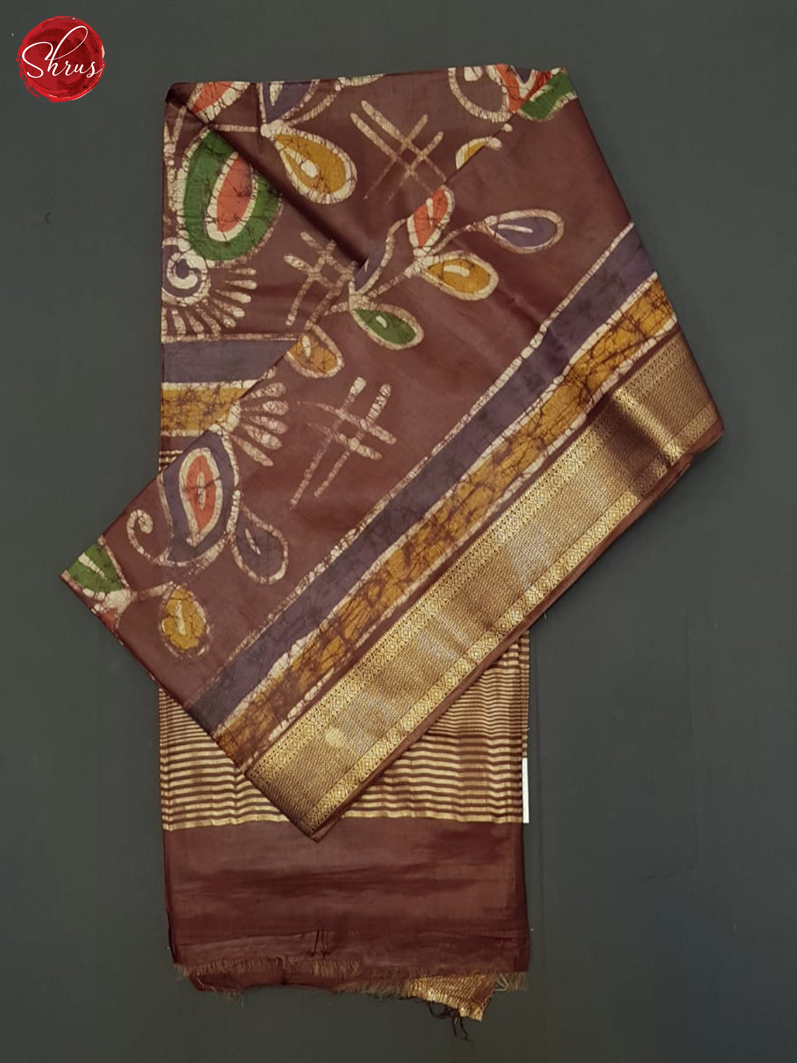 Brown(Single tone)- Semi chanderi Saree - Shop on ShrusEternity.com