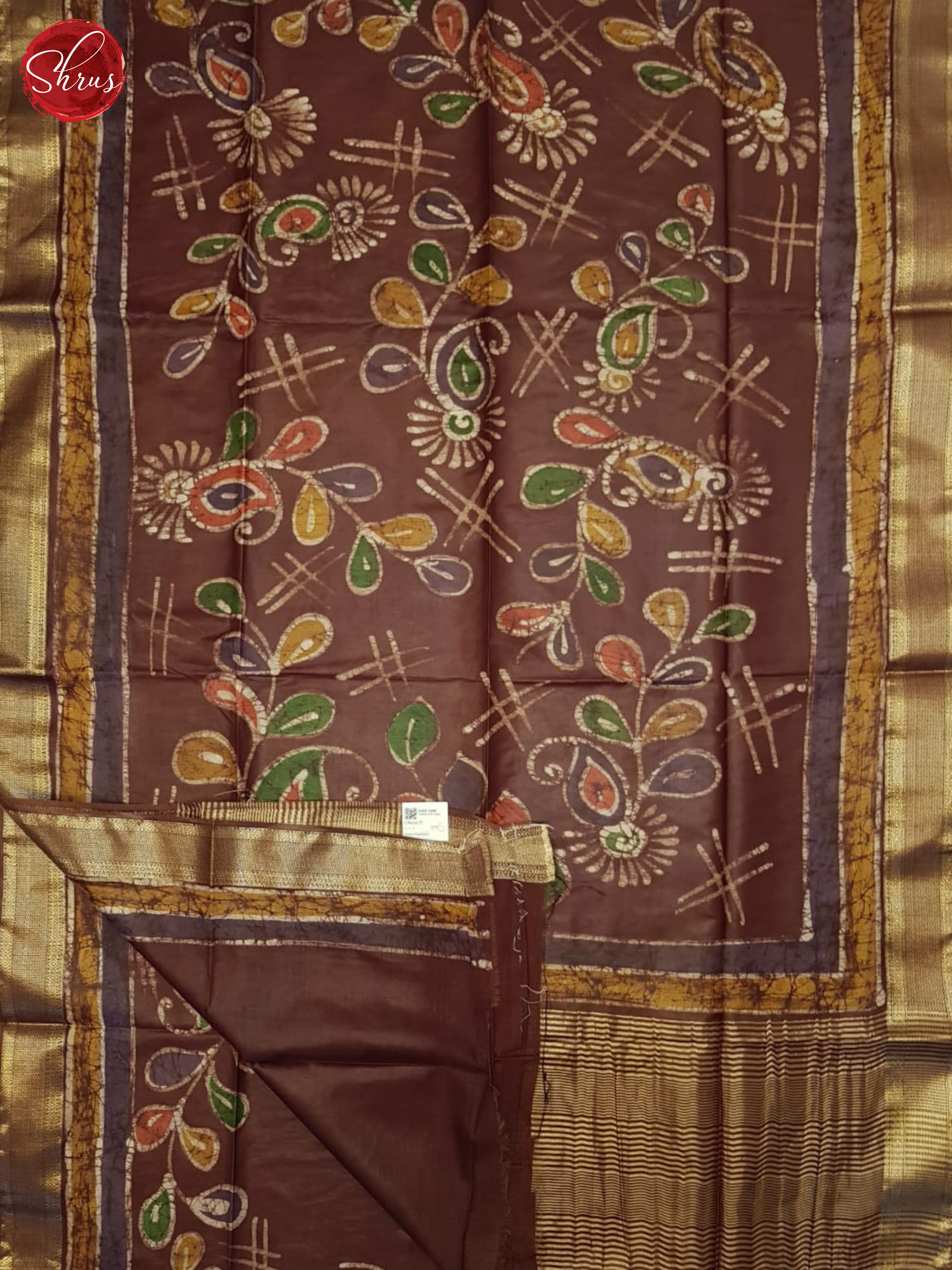 Brown(Single tone)- Semi chanderi Saree - Shop on ShrusEternity.com