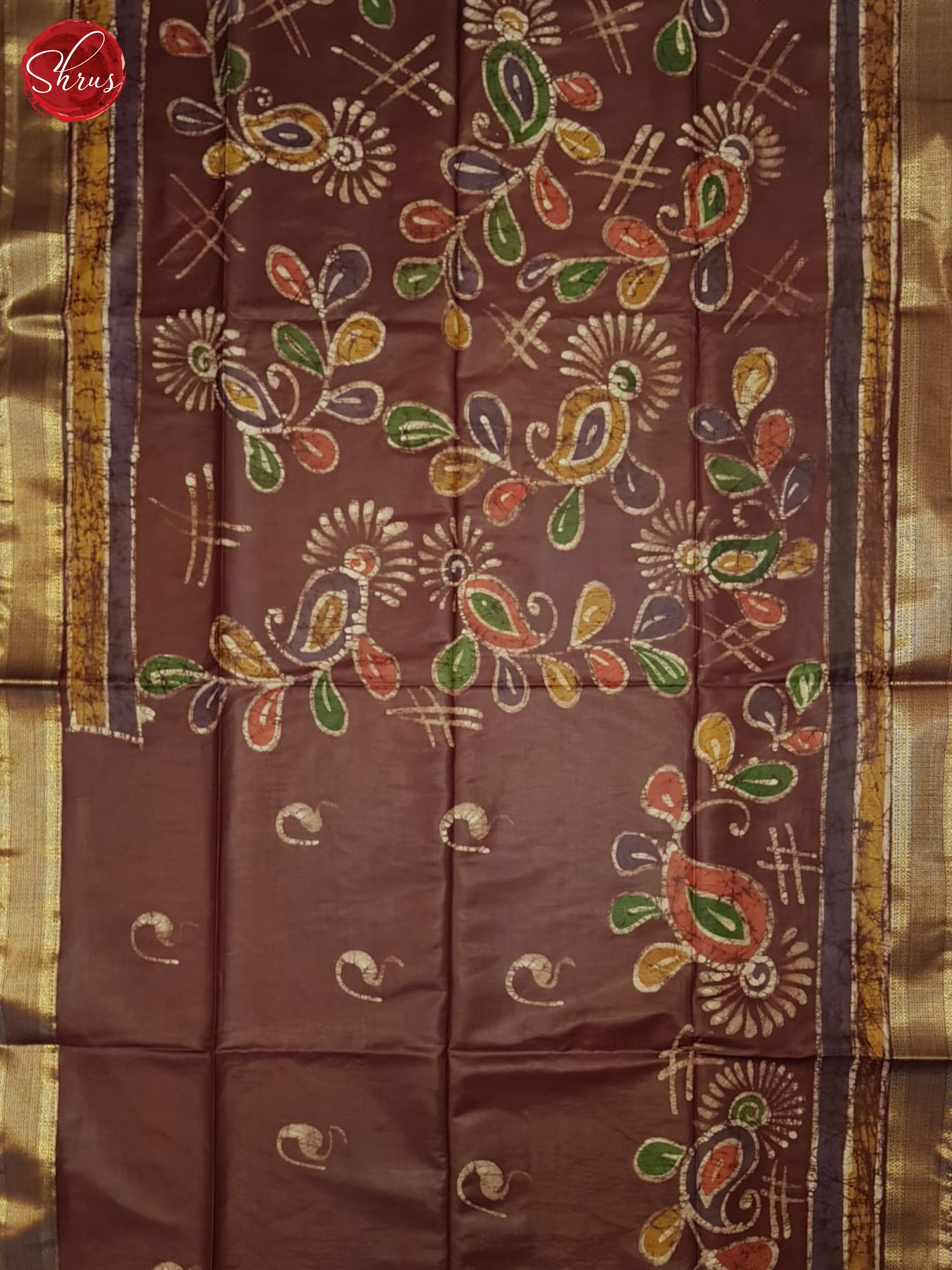 Brown(Single tone)- Semi chanderi Saree - Shop on ShrusEternity.com