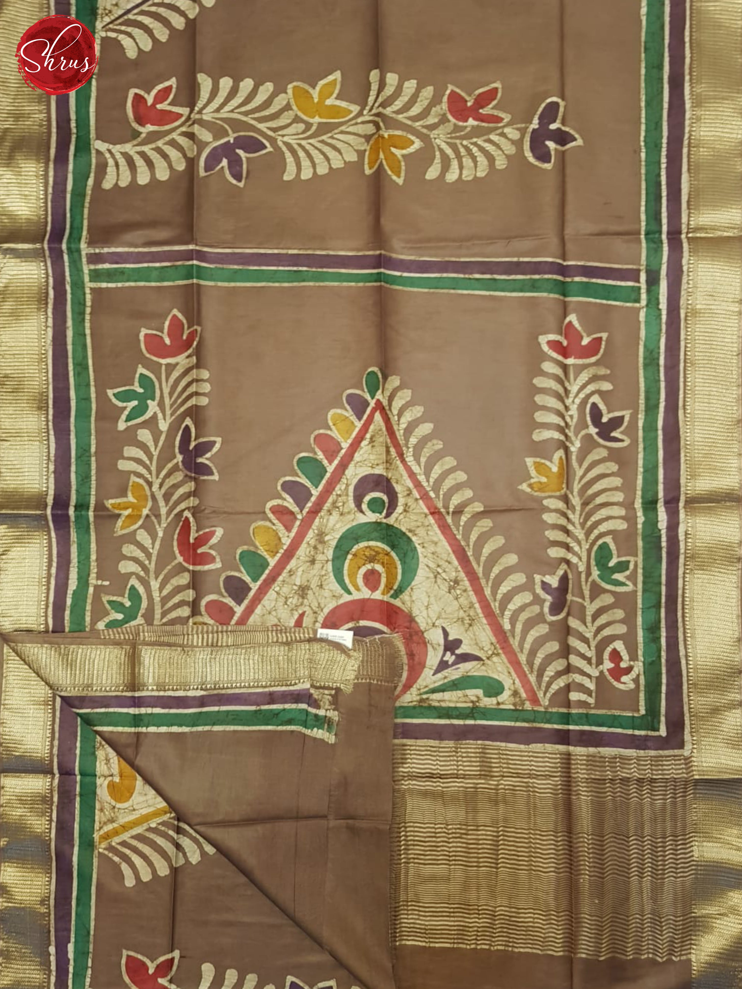 Brown(Single Tone)- semi Chanderi Saree - Shop on ShrusEternity.com