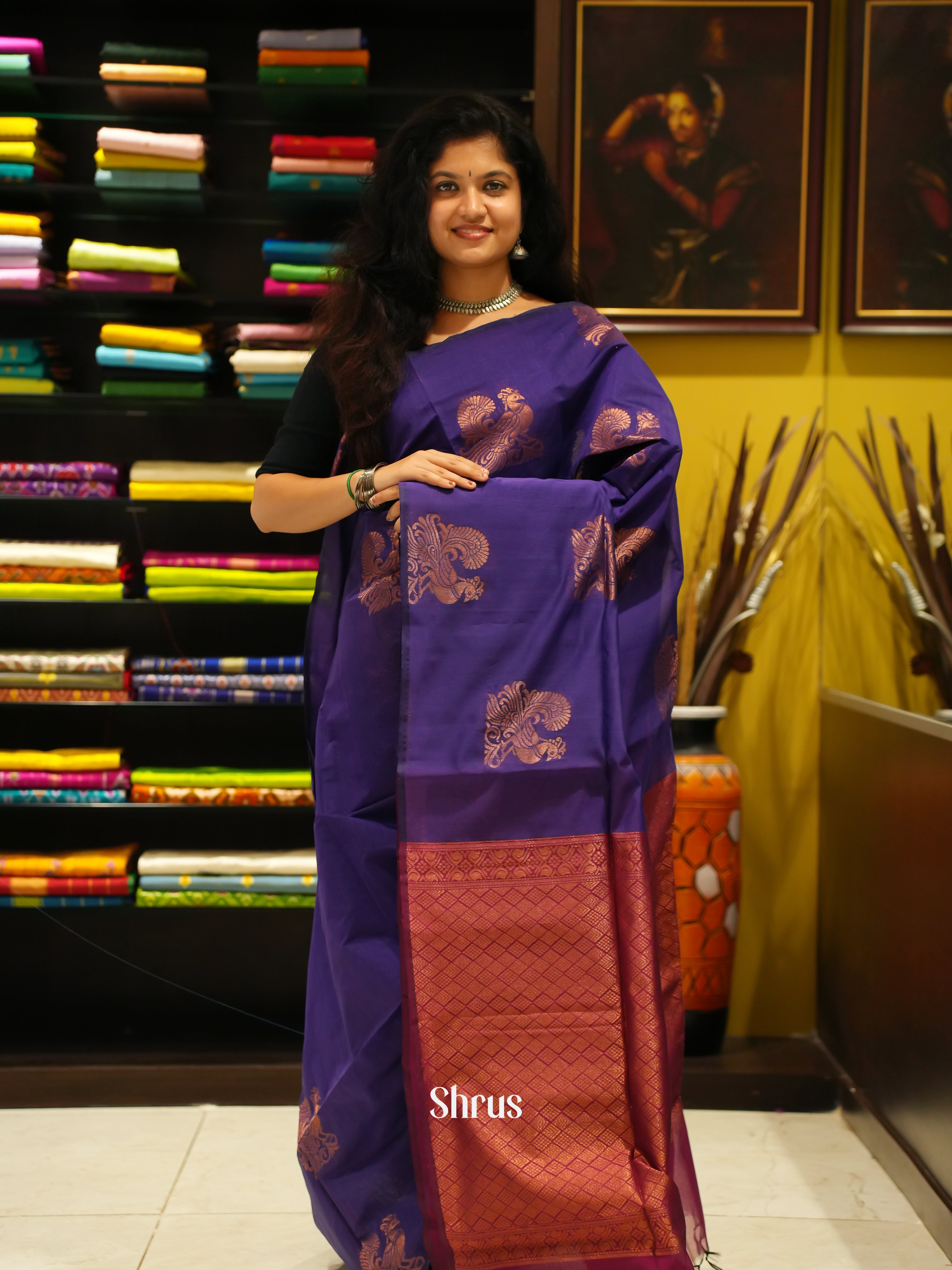 CBS26014- Semi Silkcotton Saree - Shop on ShrusEternity.com