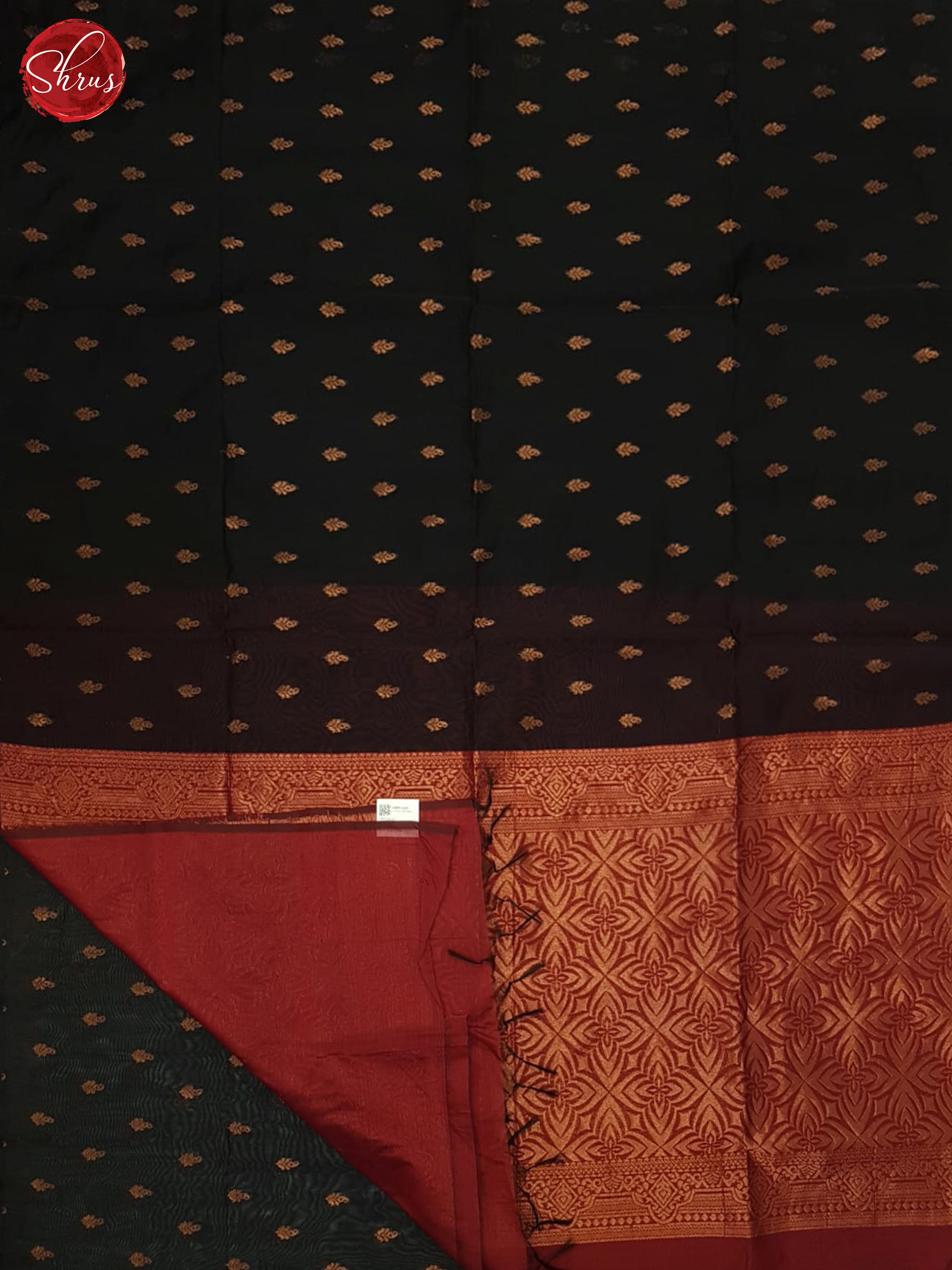 Black And Arakku Maroon- Semi Silk Cotton Saree - Shop on ShrusEternity.com