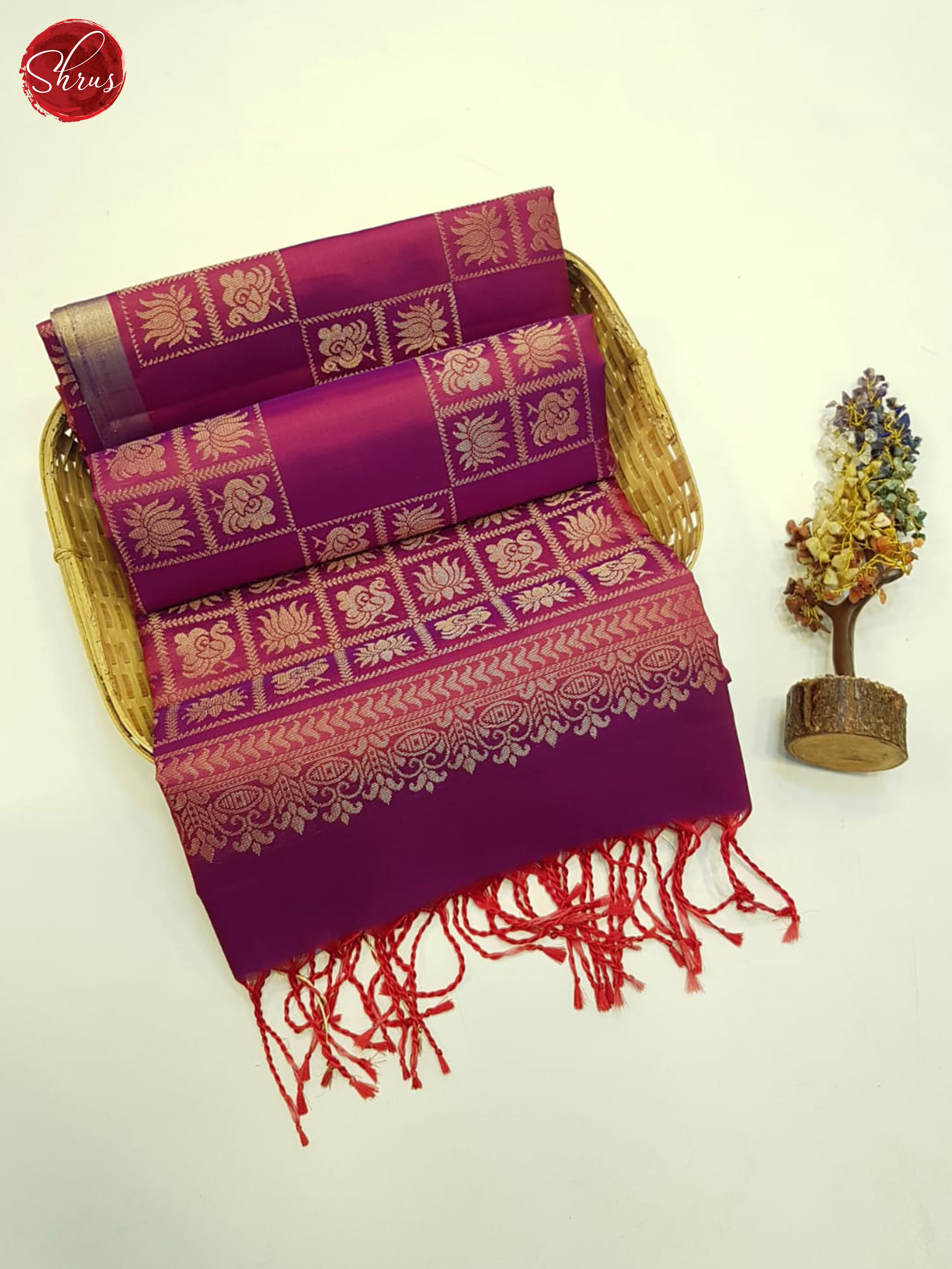 Maroon(Single Tone)- Soft Silk Saree - Shop on ShrusEternity.com