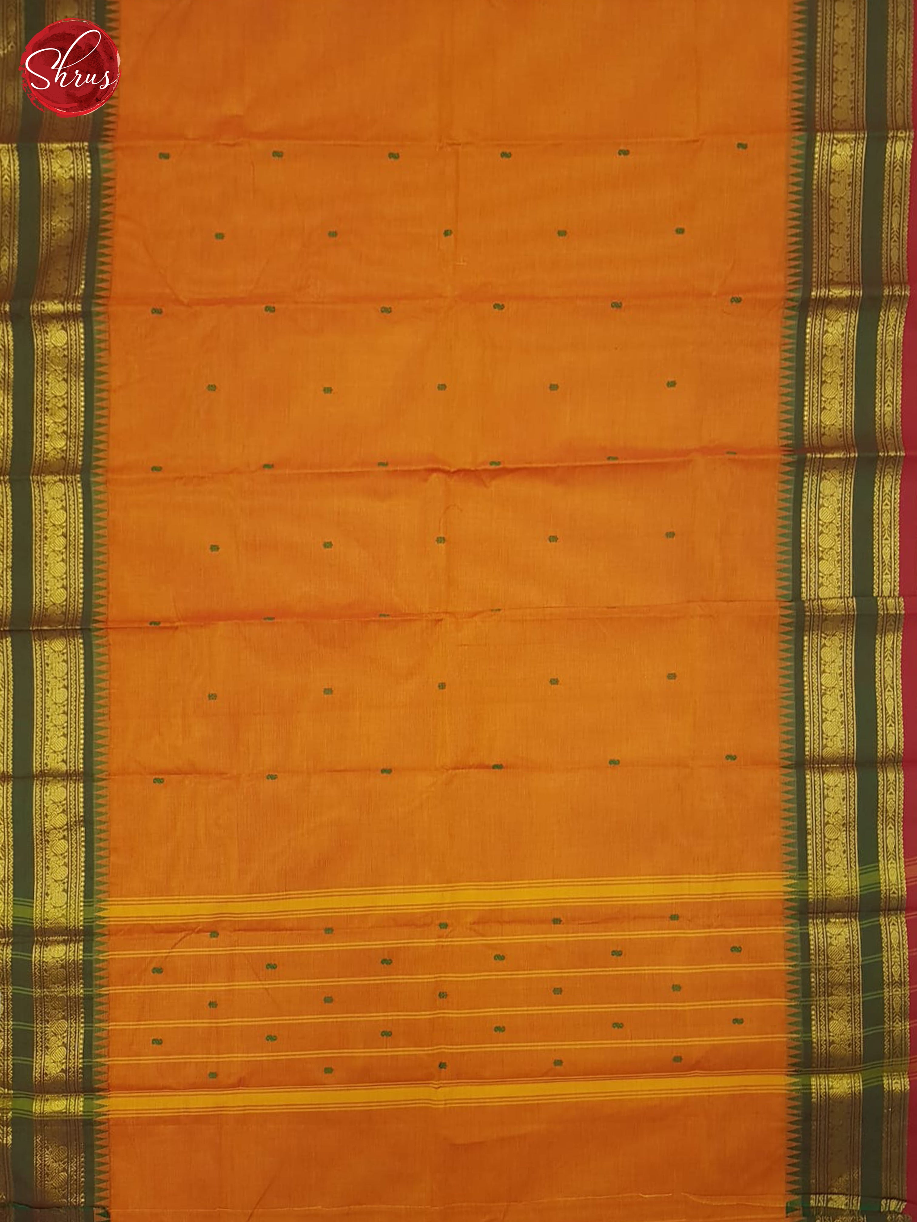 Orange And Green- Chettinad Cotton Saree - Shop on ShrusEternity.com