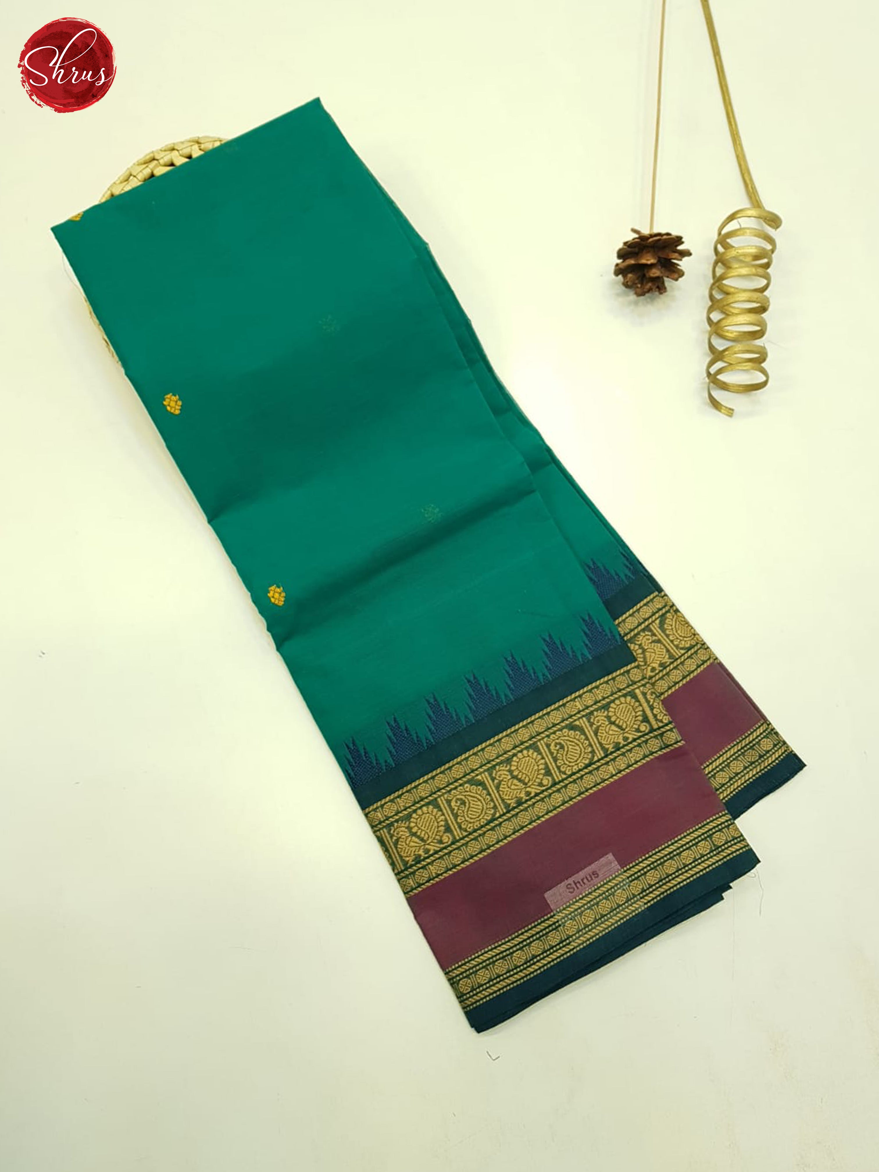 Peacock Neck & Blue- Unstitched Chettinad Cotton top - Shop on ShrusEternity.com