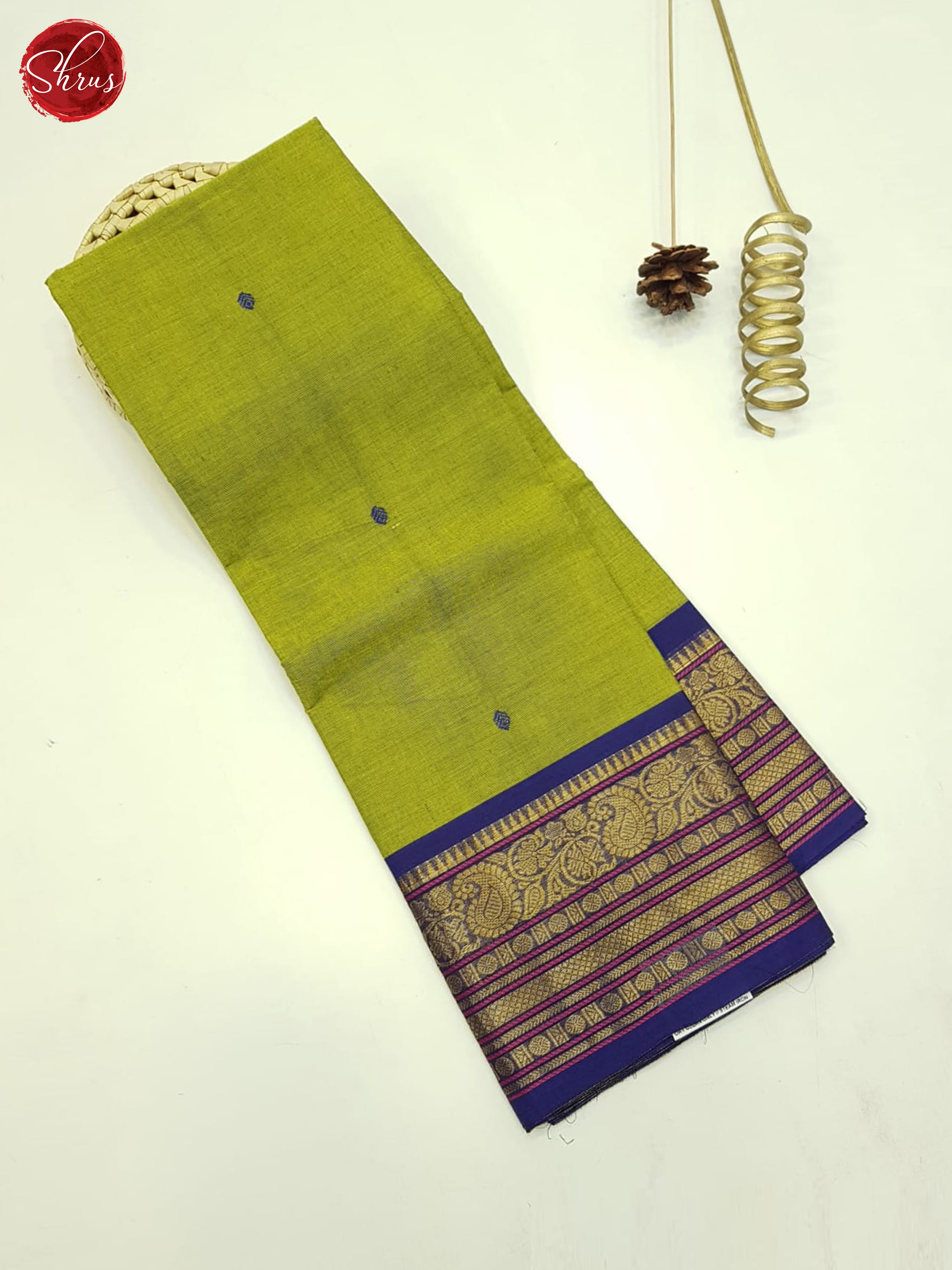 Green And Blue- Unstitched Chettinad Cotton Top - Shop on ShrusEternity.com