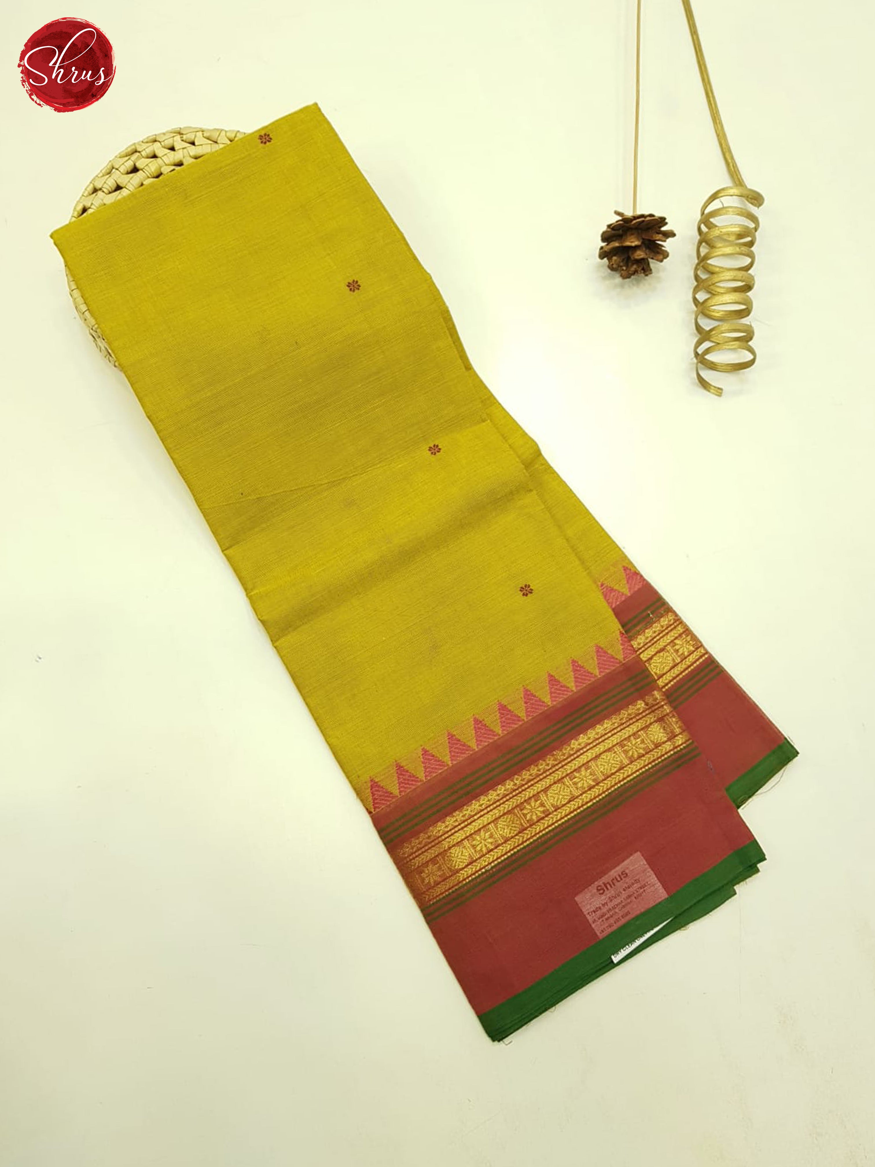 Mustard And Pink- Unstitched Chettinad Cotton top - Shop on ShrusEternity.com