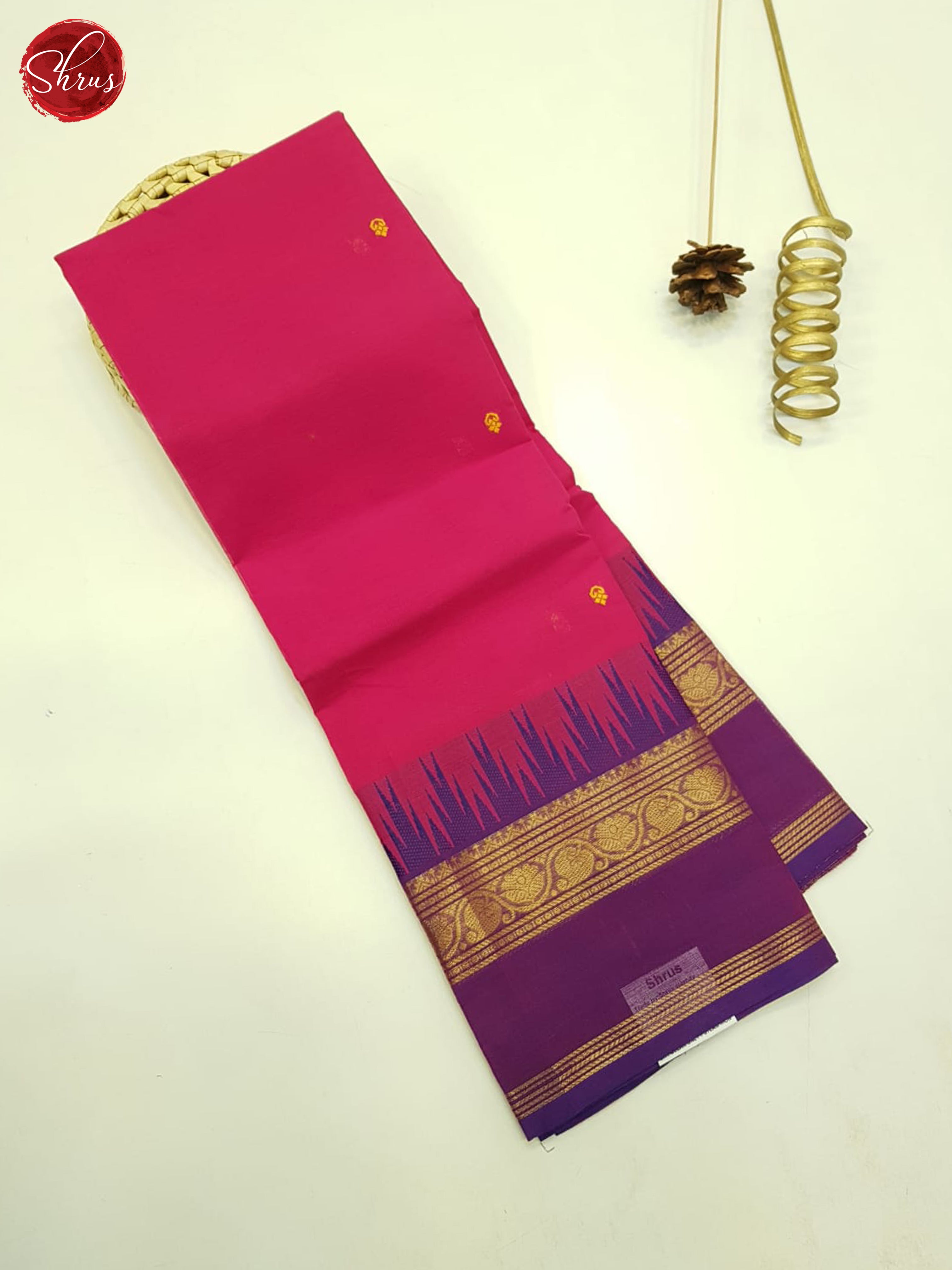 Pink And Purple- Unstitched Chettinad Cotton Top - Shop on ShrusEternity.com