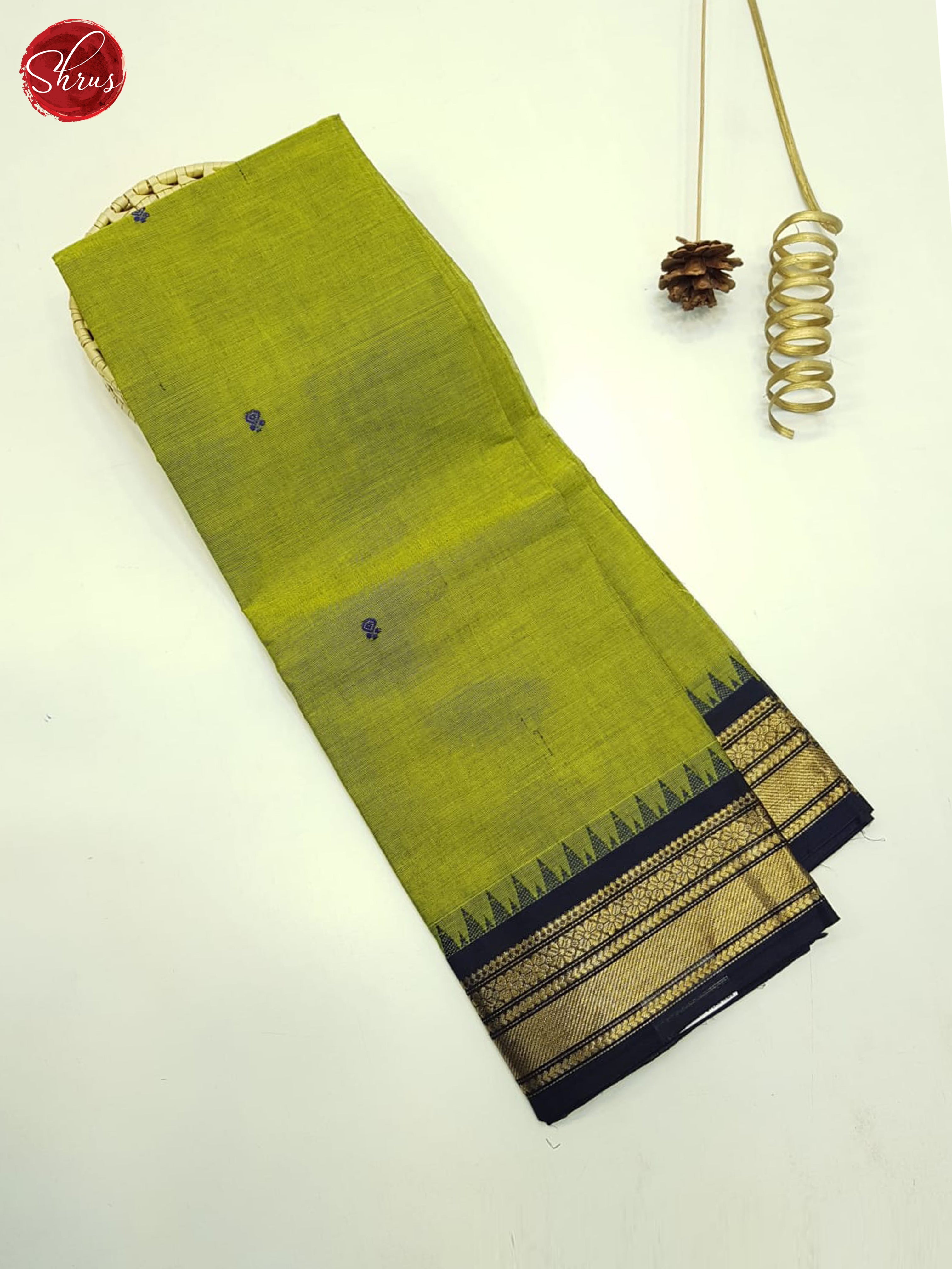 Green And Blue- Unstitched Chettinad Cotton Top - Shop on ShrusEternity.com