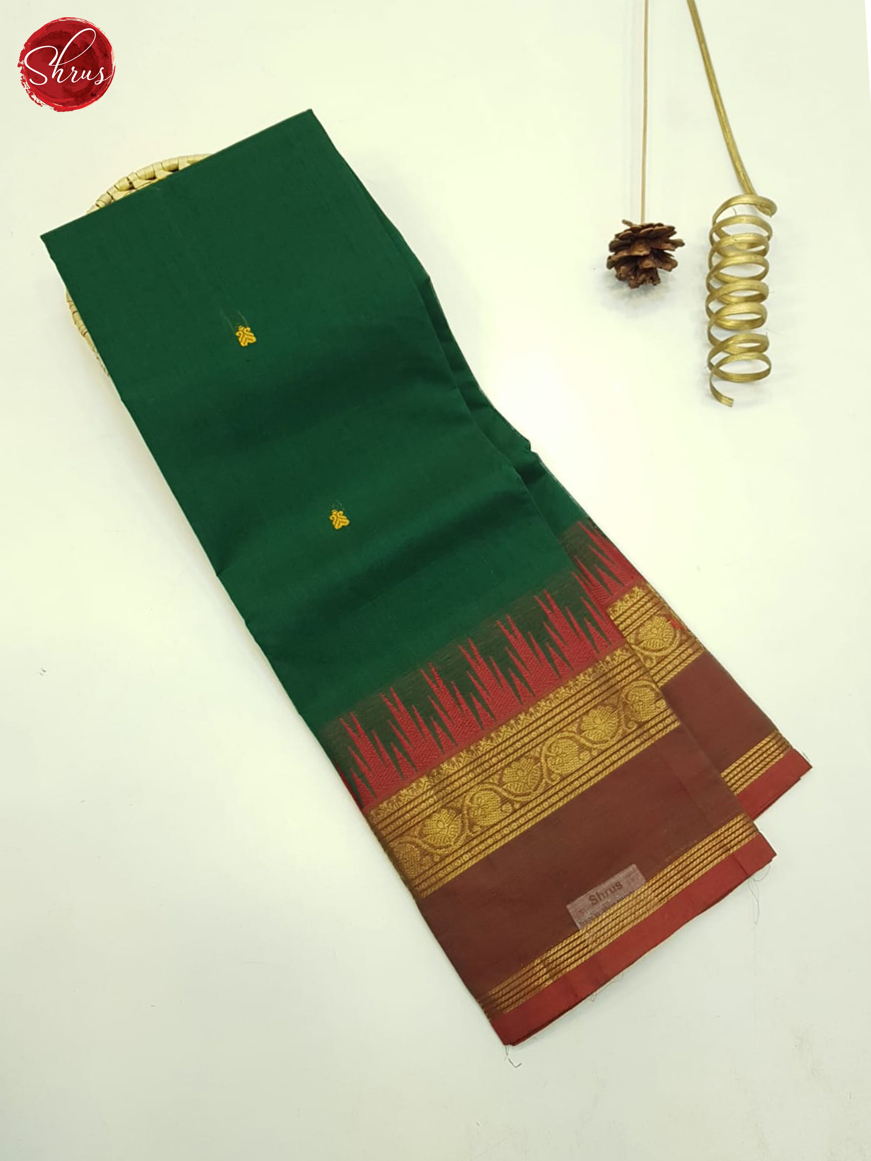 Green And Brown- Unstitched Chettinad Cotton top - Shop on ShrusEternity.com