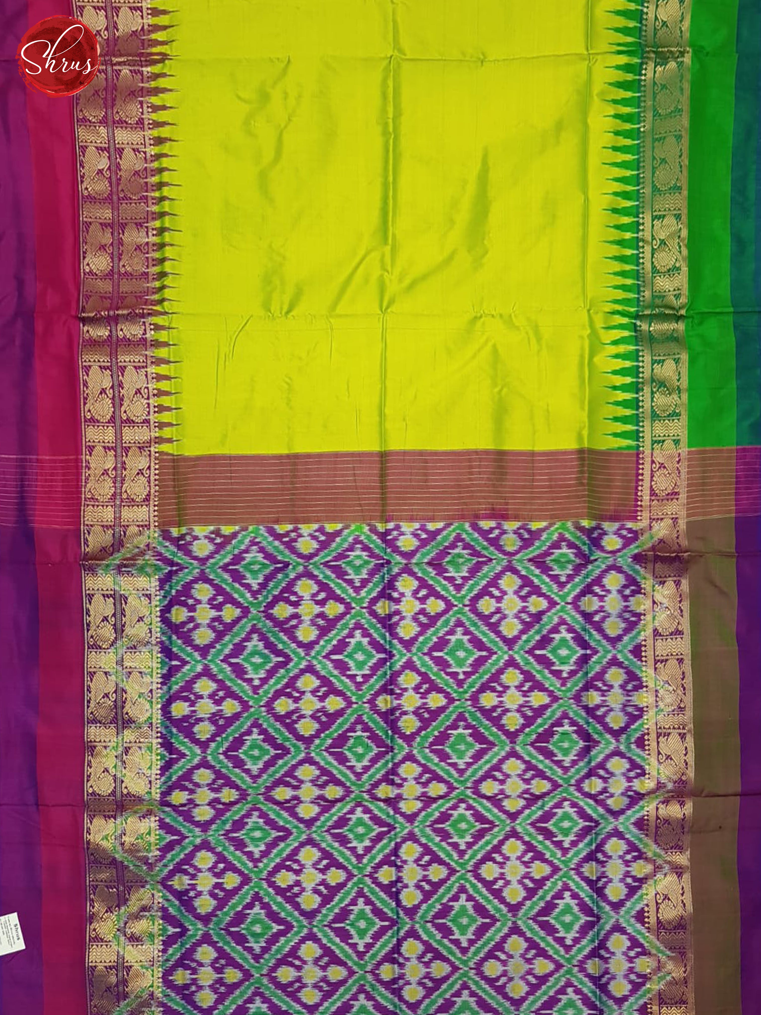 Green And Purple-Ikkat Silk Saree - Shop on ShrusEternity.com