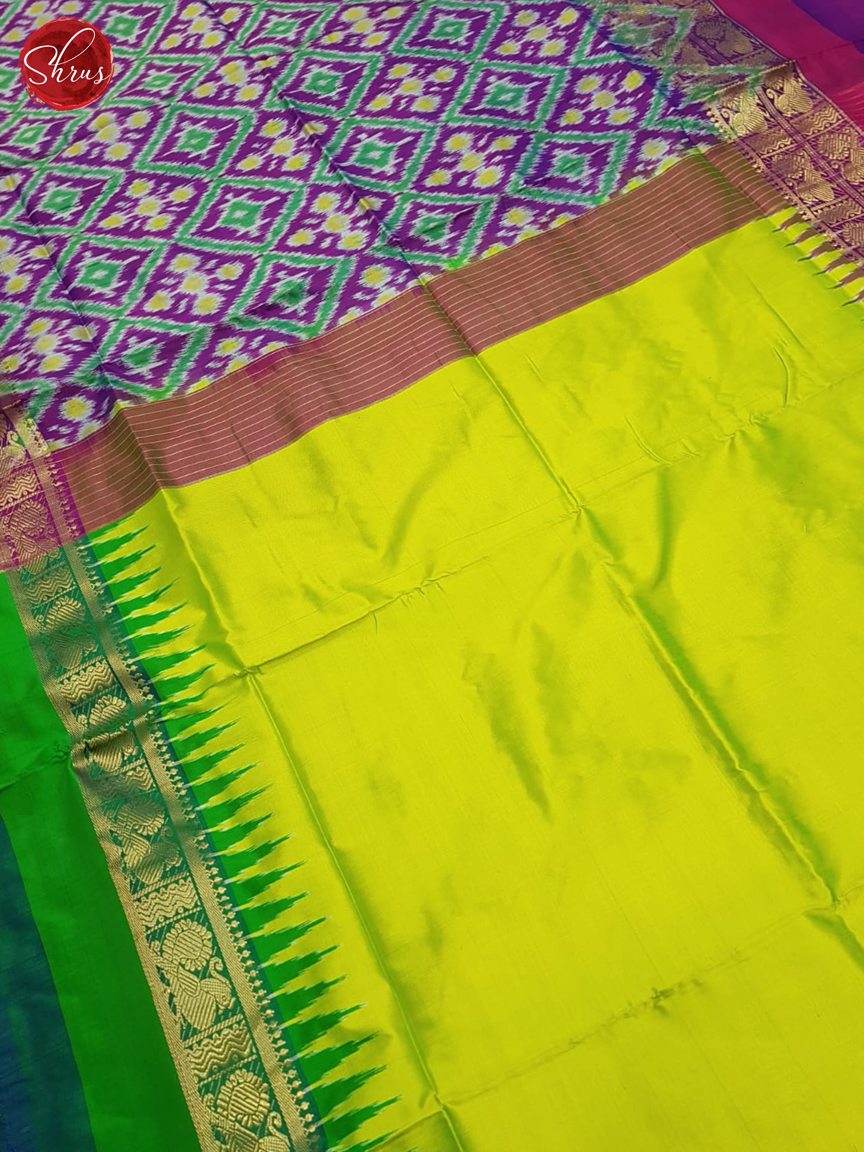 Green And Purple-Ikkat Silk Saree - Shop on ShrusEternity.com