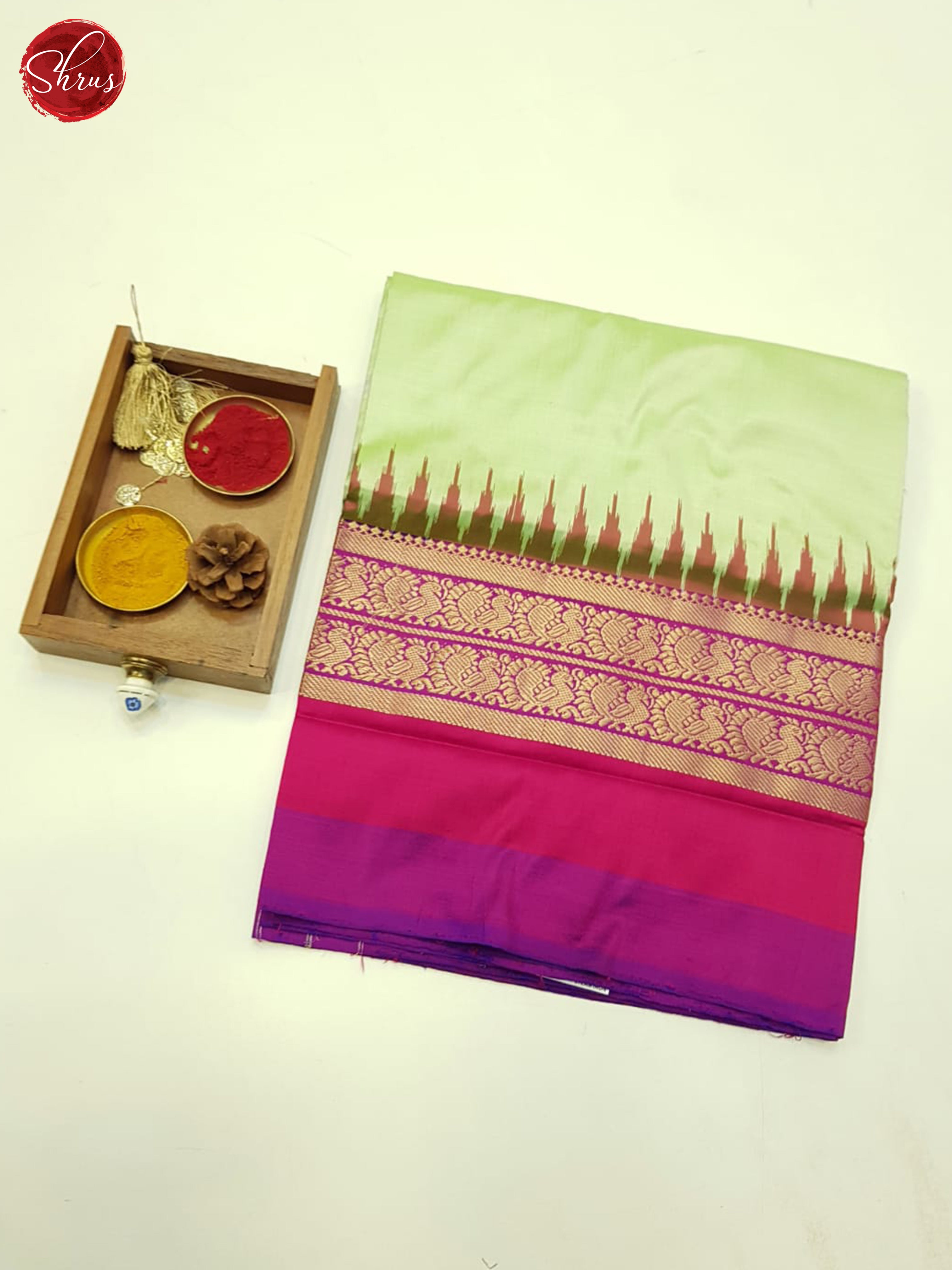 Pista Green And Purple- Ikkat Silk Saree - Shop on ShrusEternity.com