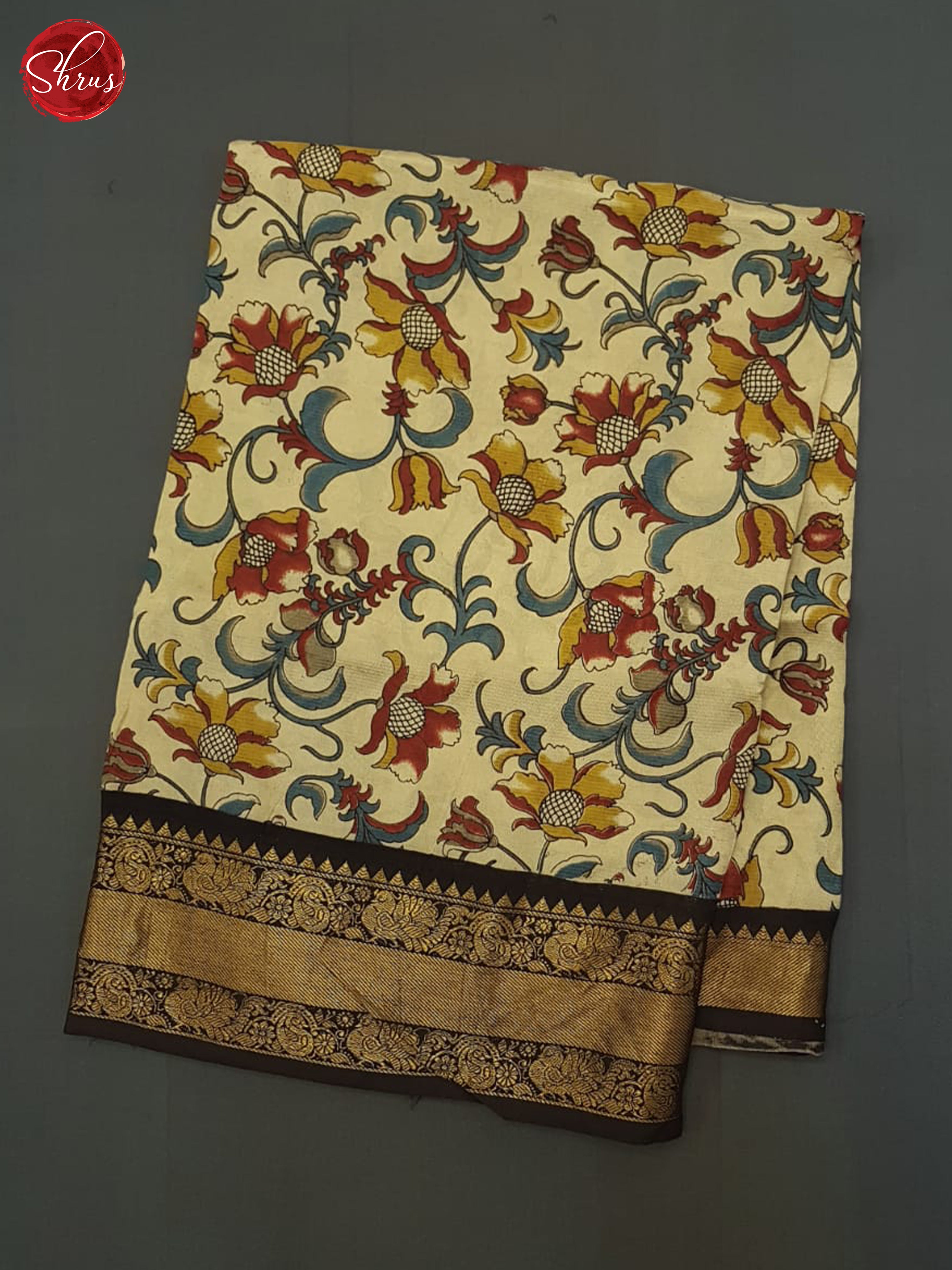 Cream And Black- Kalamkari Saree - Shop on ShrusEternity.com