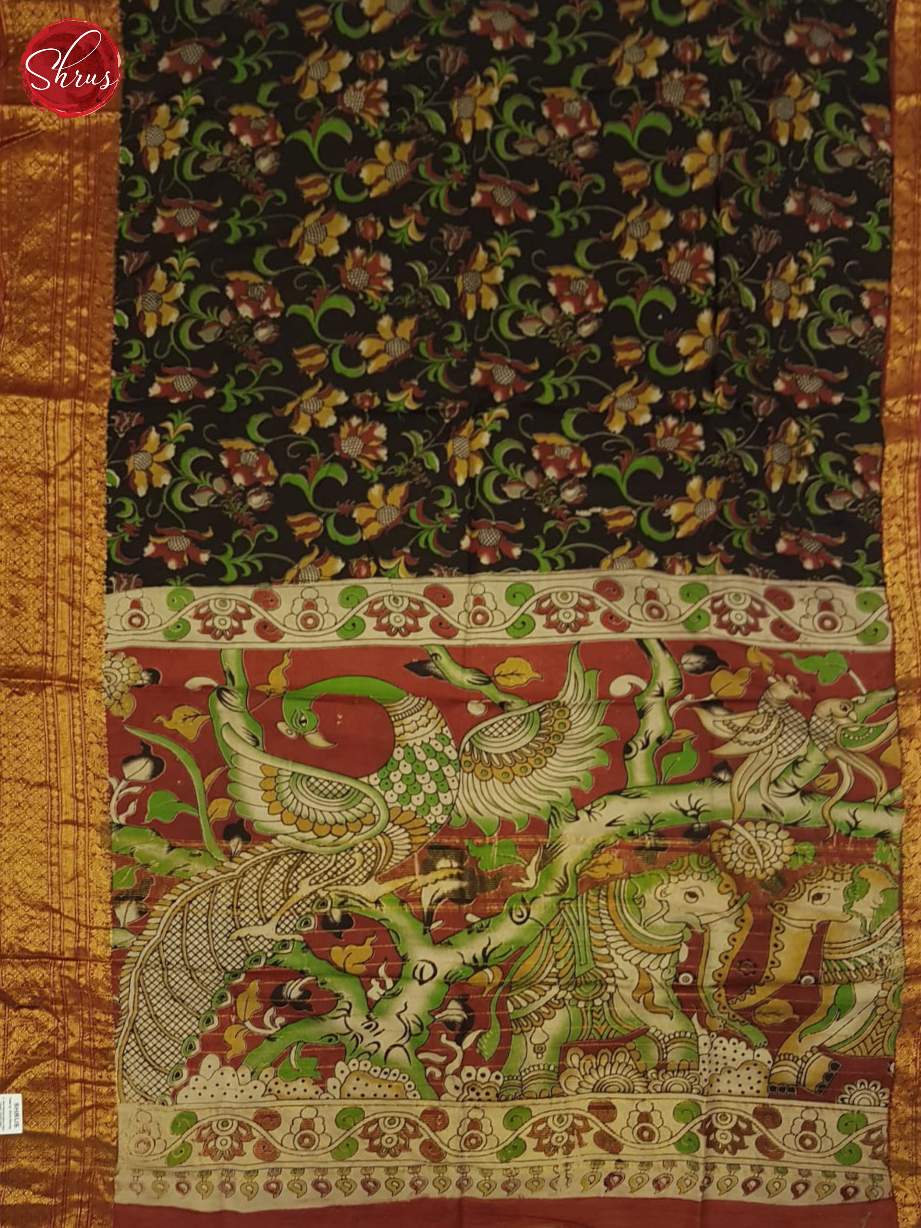 Black And Cream- Kalamkari Saree - Shop on ShrusEternity.com