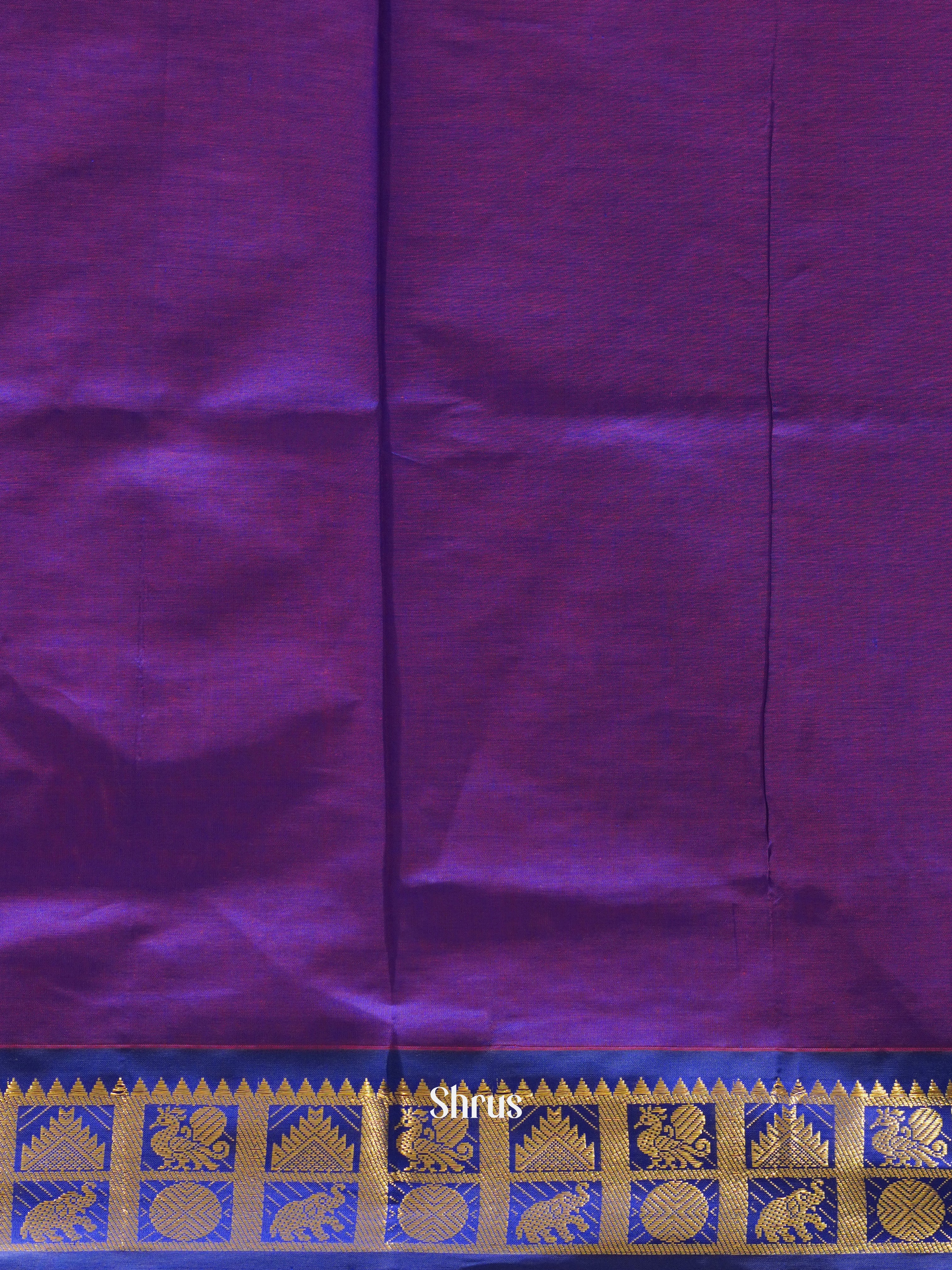 Red And Purple-Silk Cotton half-pure saree - Shop on ShrusEternity.com