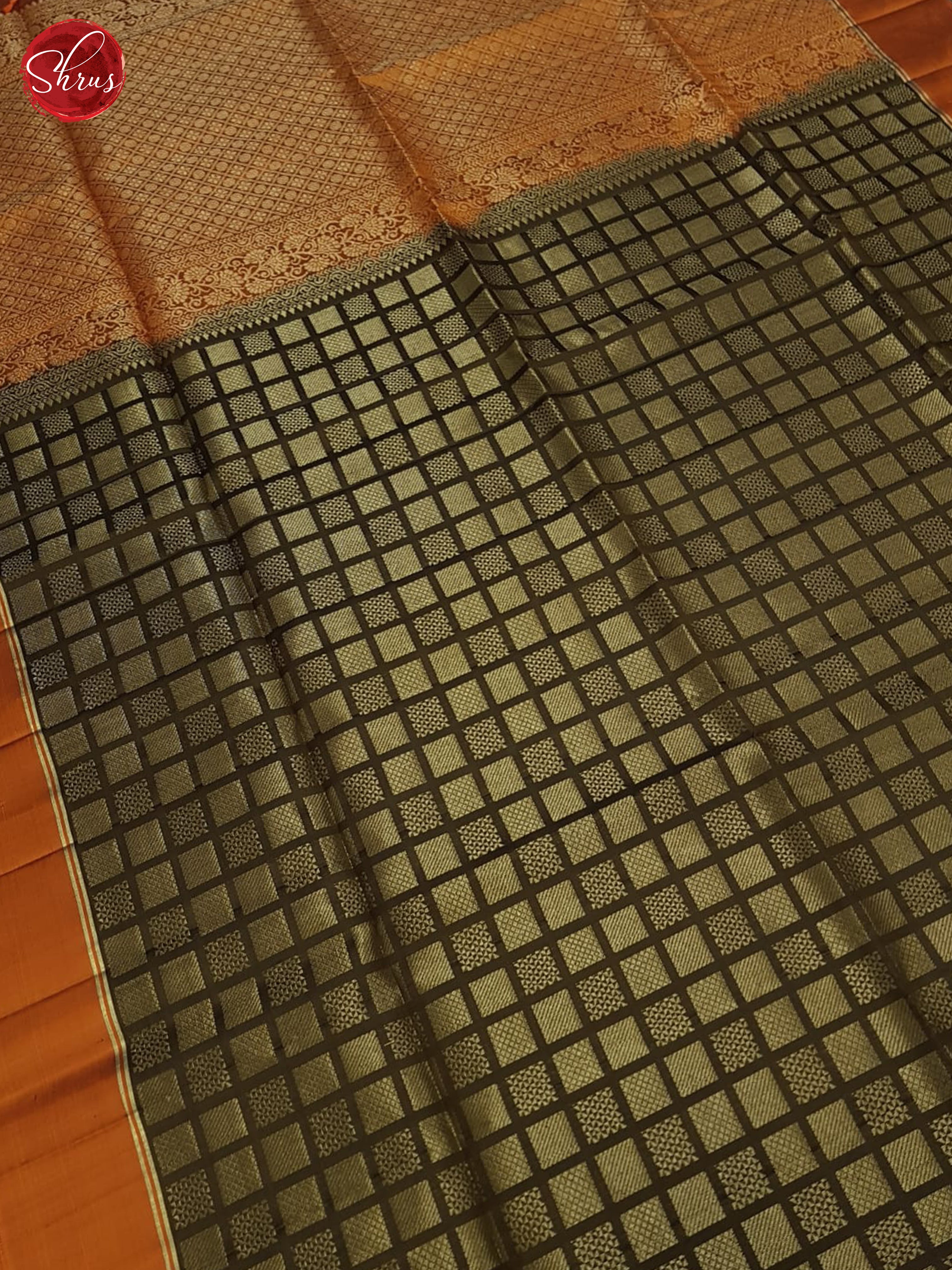 Brown And Brick Orange- SOft Silk Saree - Shop on ShrusEternity.com