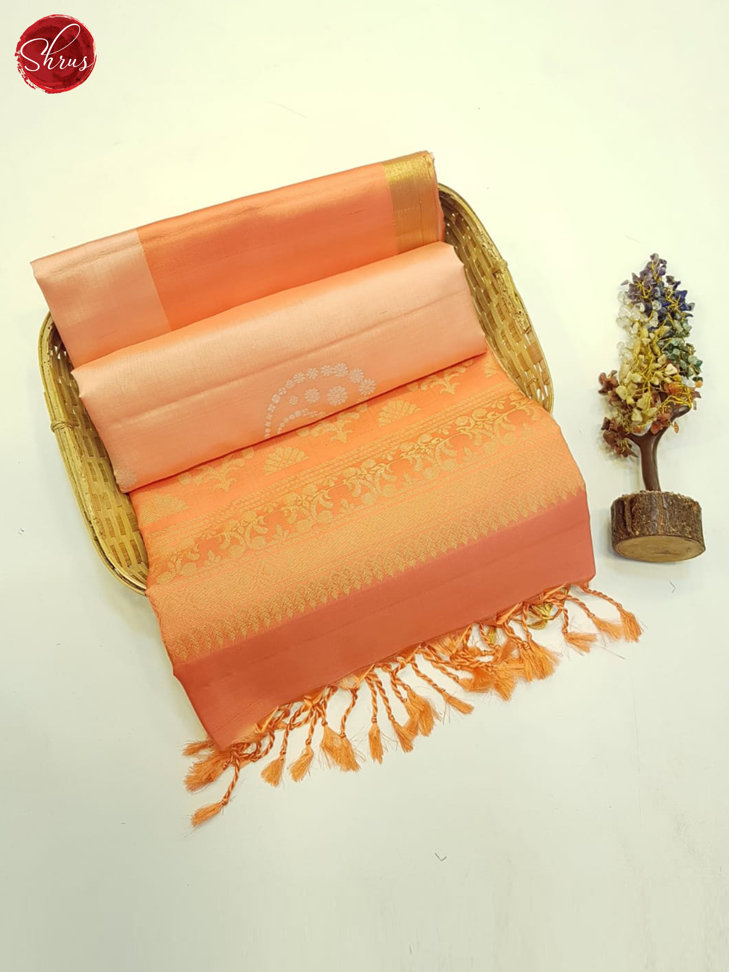 Peach And Orange- Soft Silk Saree - Shop on ShrusEternity.com
