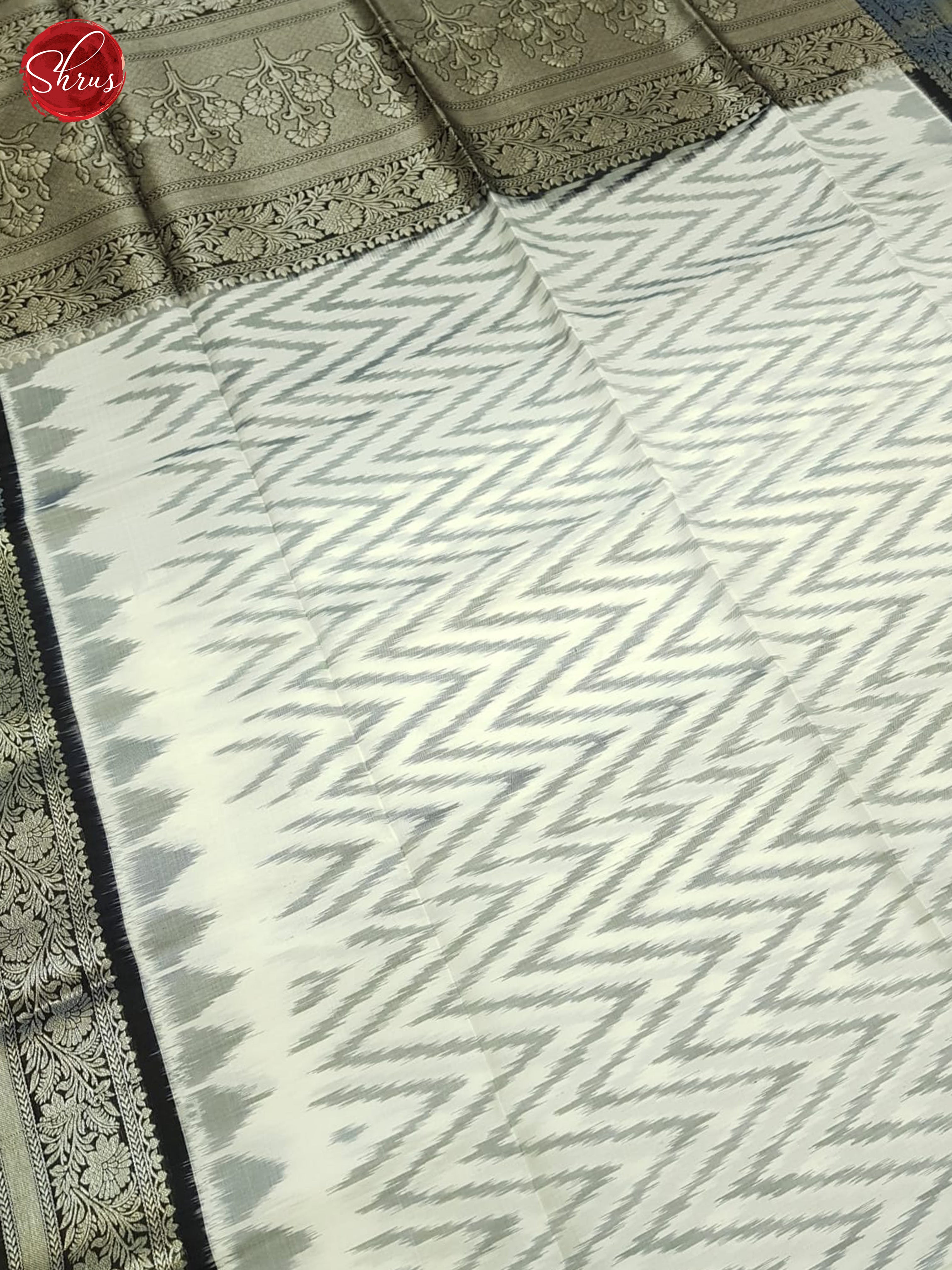 Cream And Black-Soft Silk Saree - Shop on ShrusEternity.com