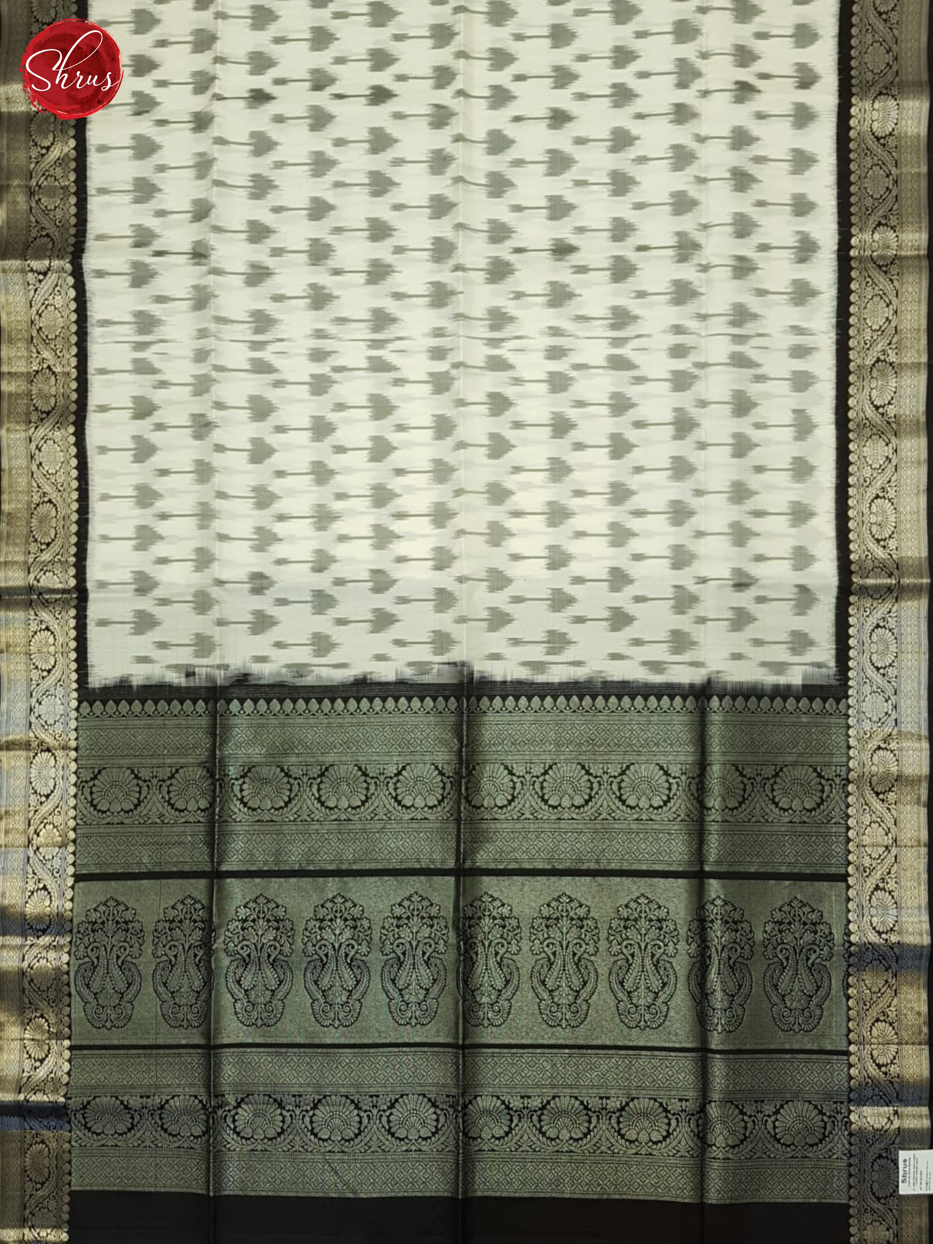 Cream And Black- Soft Silk Saree - Shop on ShrusEternity.com