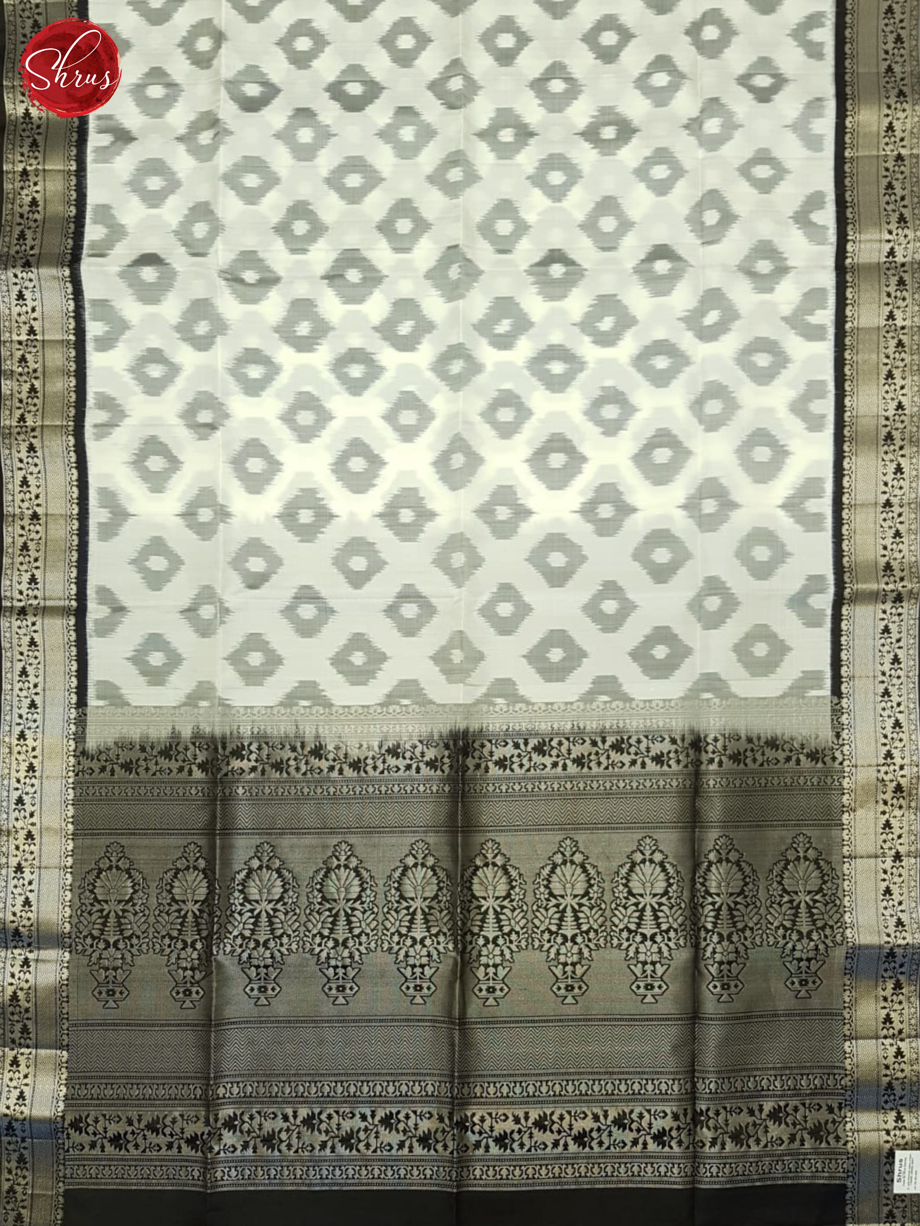 Cream And Black- Soft Silk Saree - Shop on ShrusEternity.com