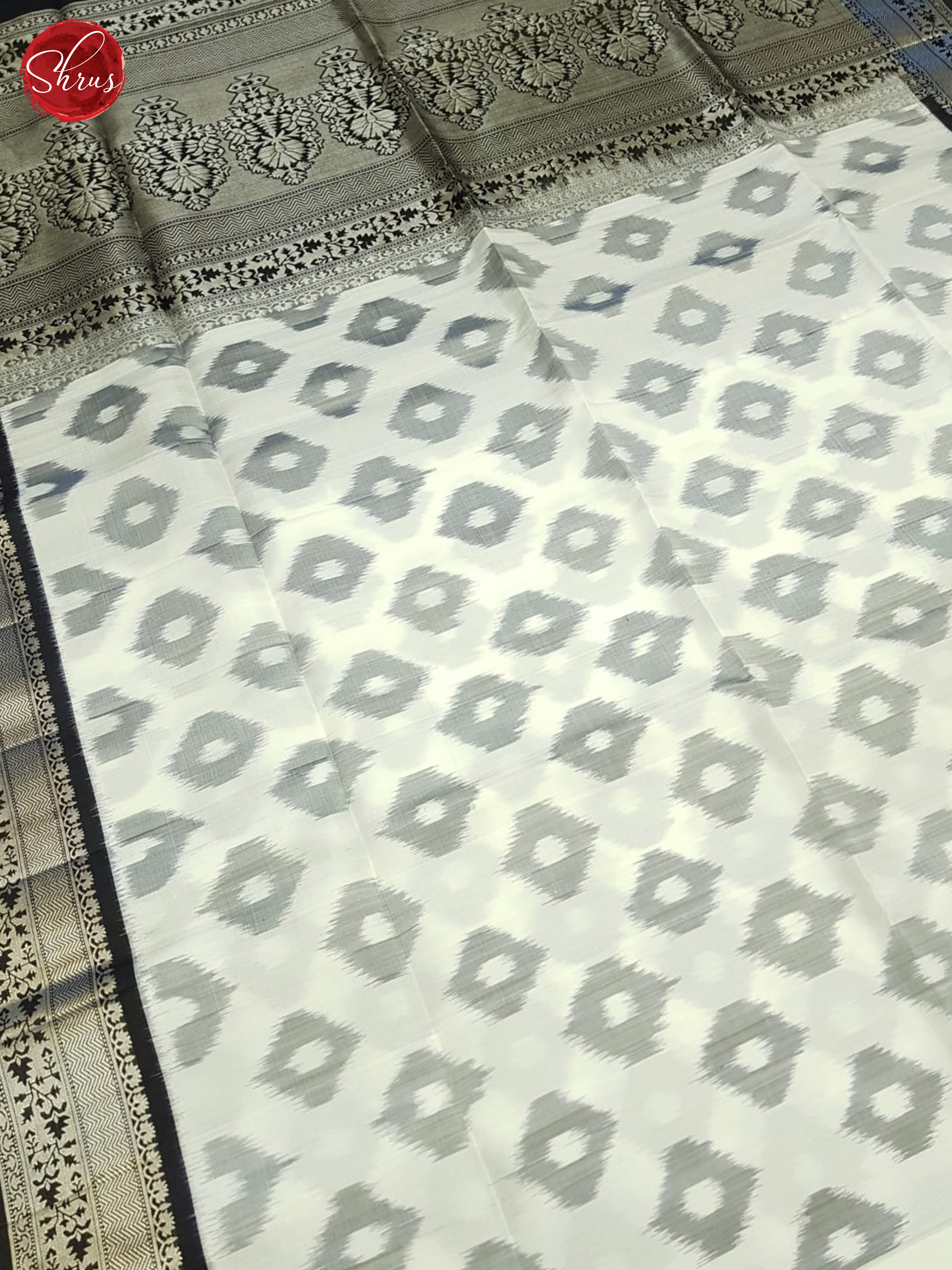 Cream And Black- Soft Silk Saree - Shop on ShrusEternity.com