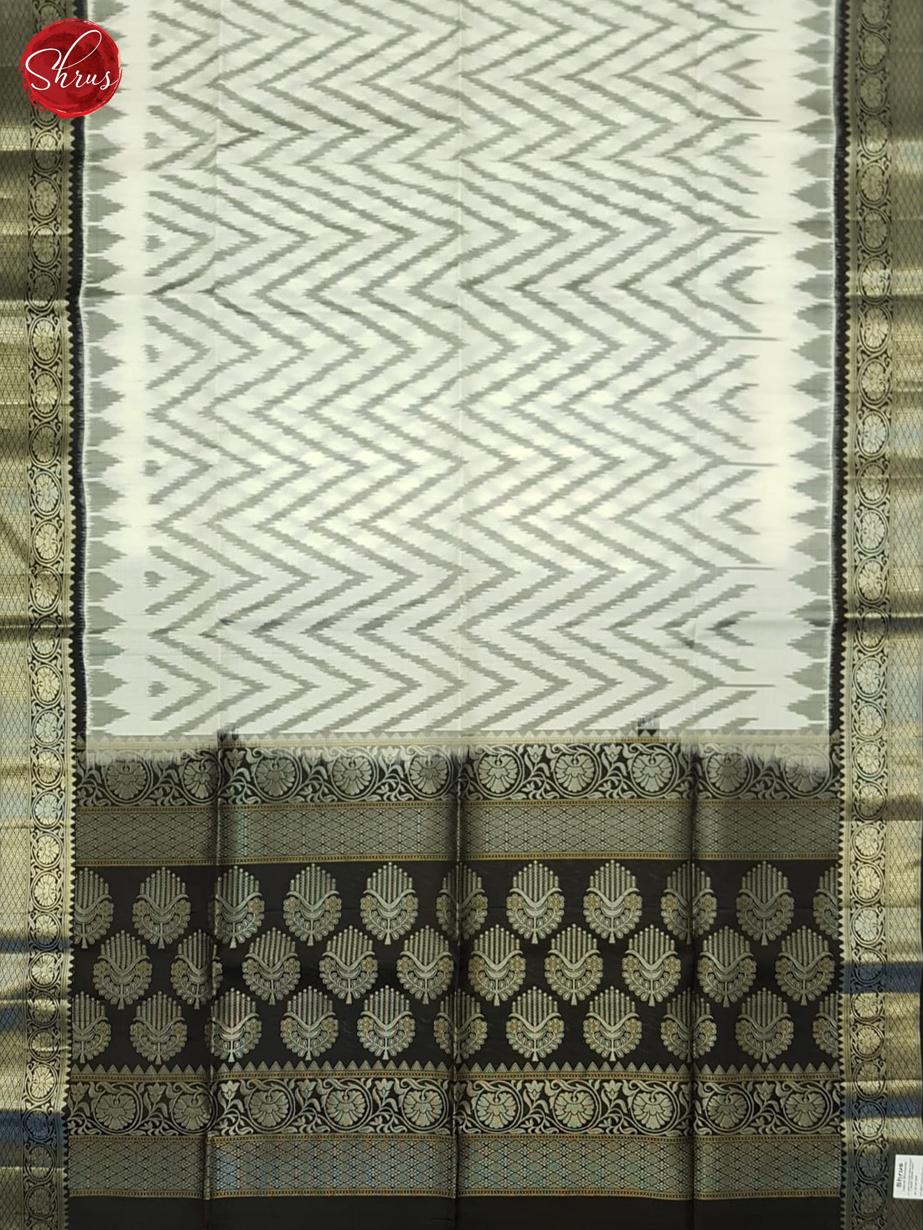 Cream And Black- Soft Silk Saree - Shop on ShrusEternity.com