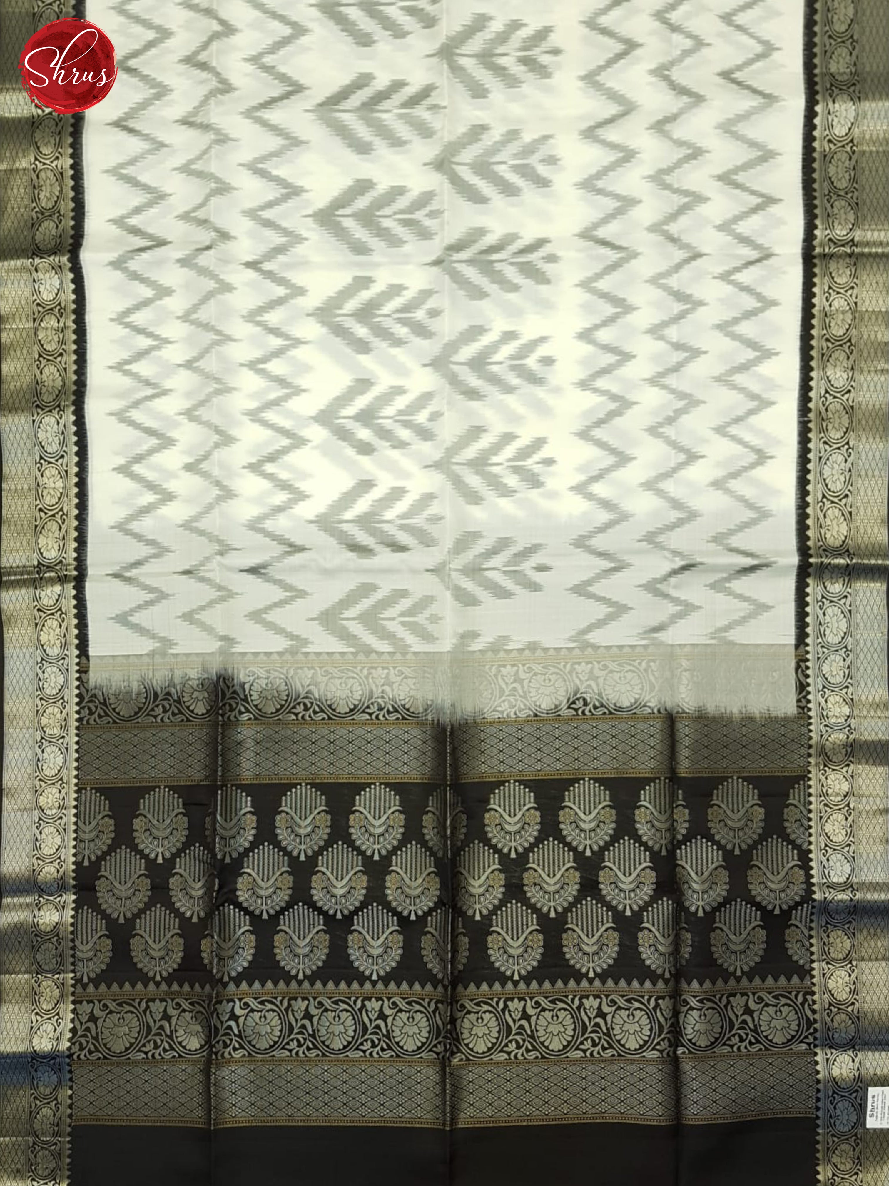 Cream And Black- Soft Silk Saree - Shop on ShrusEternity.com