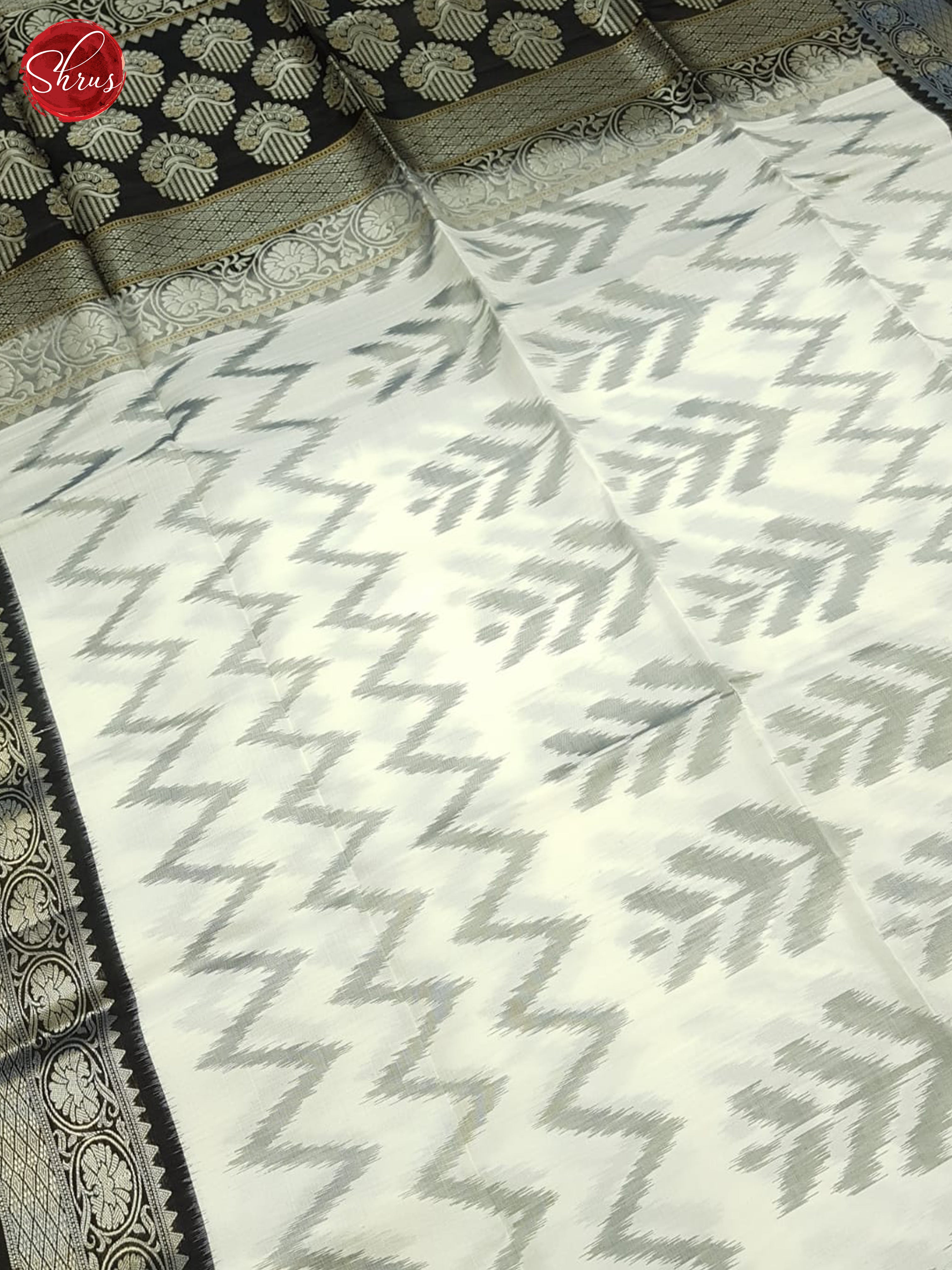 Cream And Black- Soft Silk Saree - Shop on ShrusEternity.com