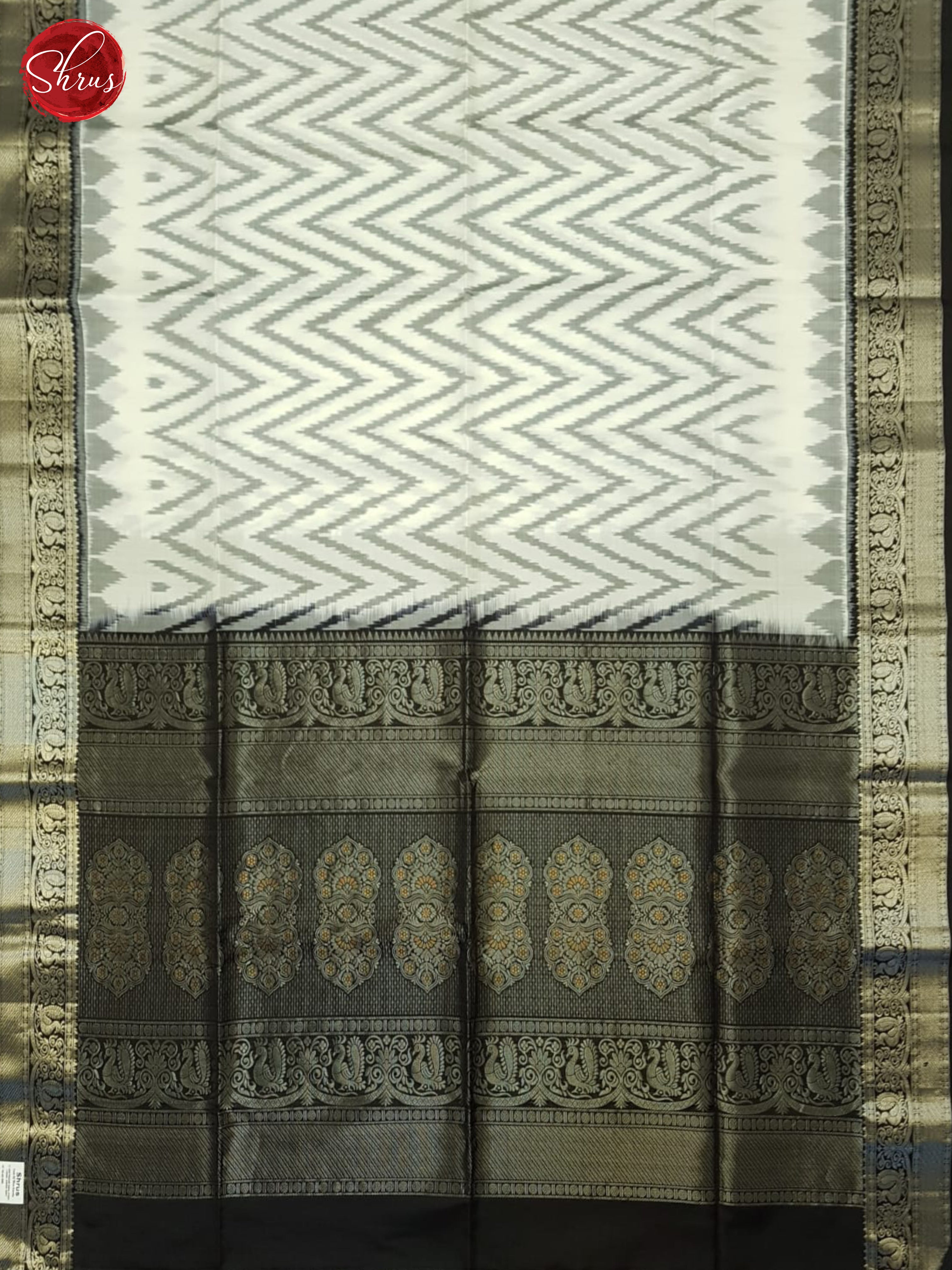 Cream And Black- Soft Silk Saree - Shop on ShrusEternity.com