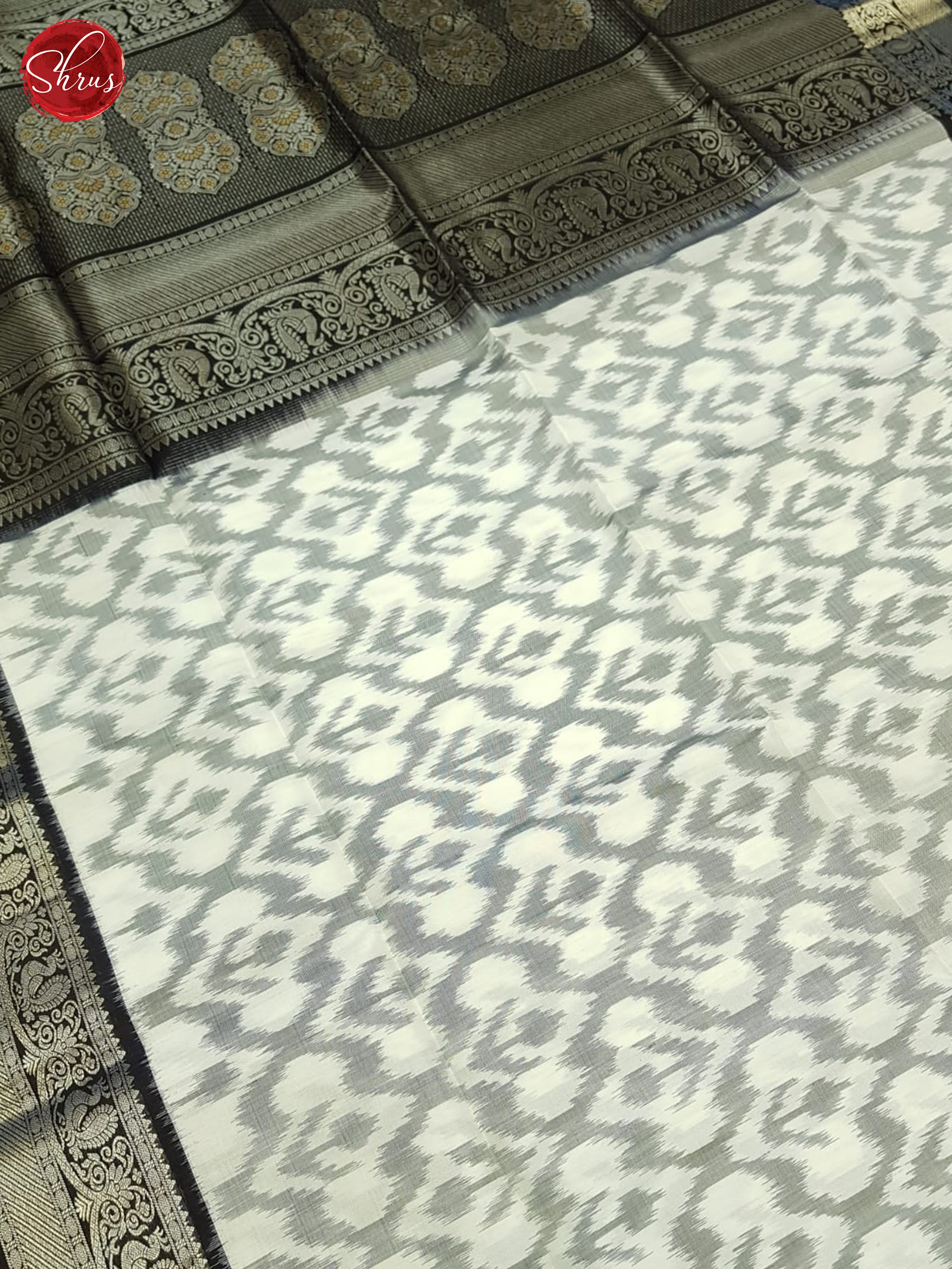 Cream And Black- Soft Silk Saree - Shop on ShrusEternity.com