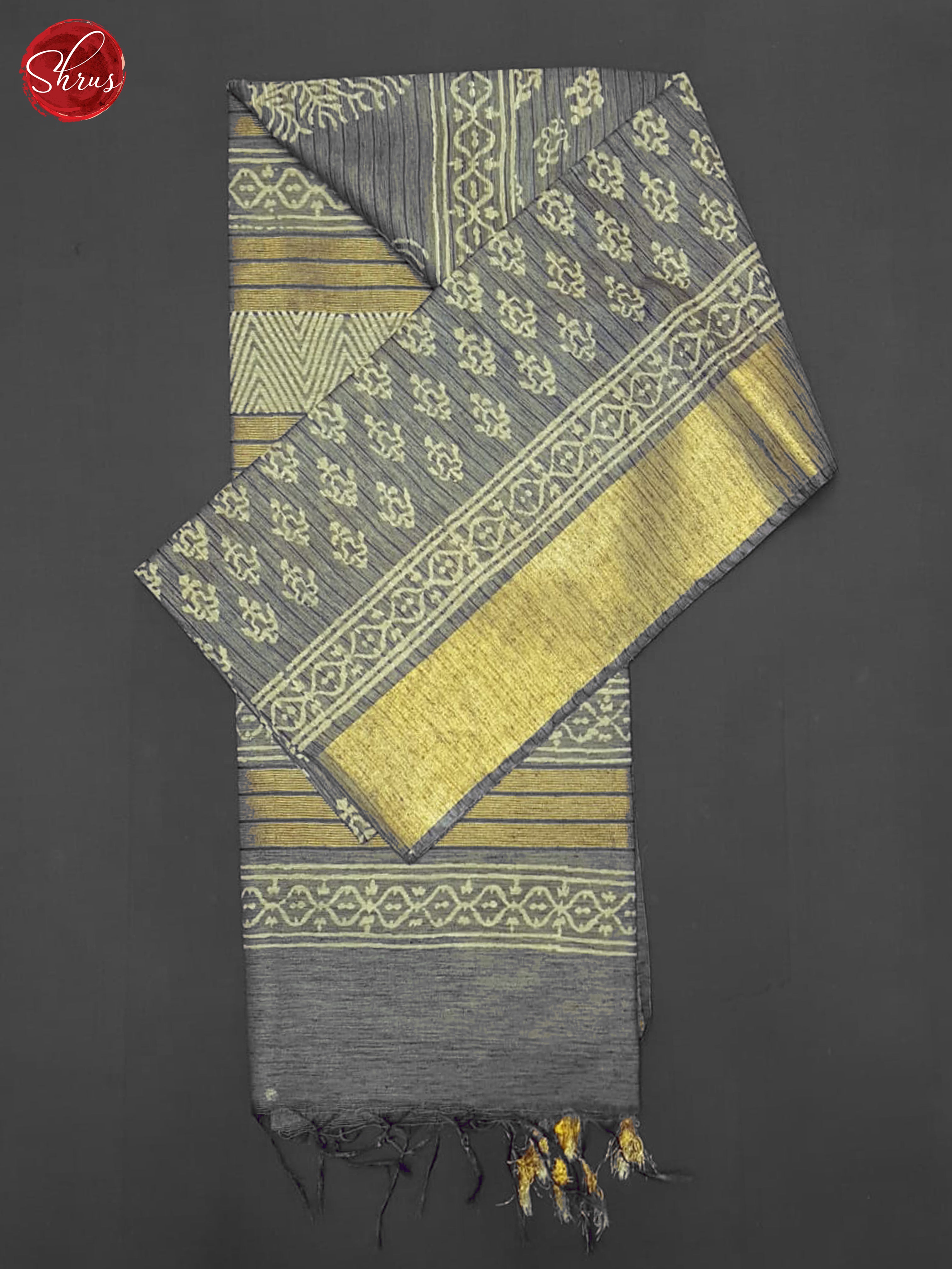 Grey(Single Tone)- Semi Gicha Saree - Shop on ShrusEternity.com