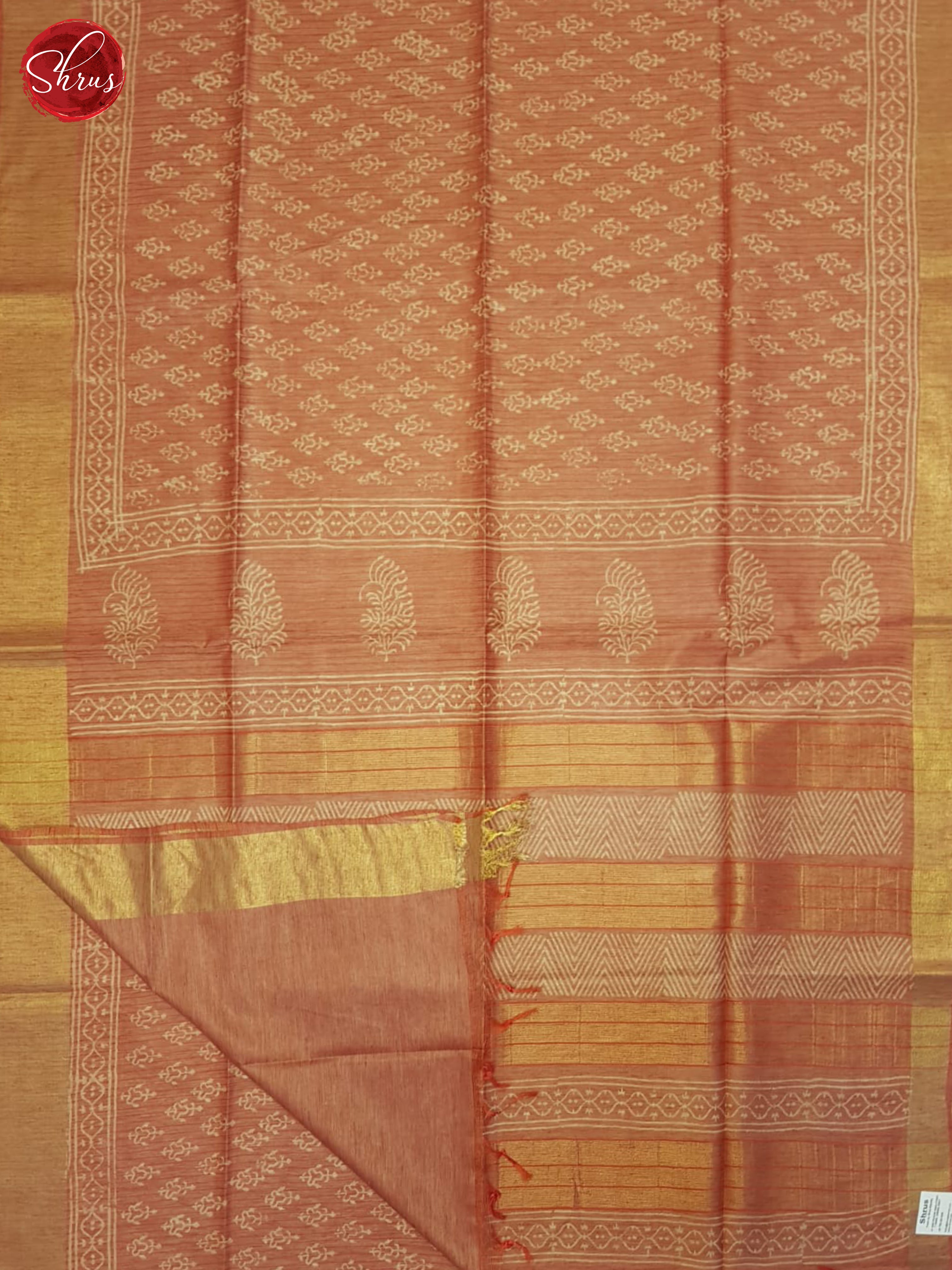 Orange(Single Tone)- Semi Gicha Saree - Shop on ShrusEternity.com
