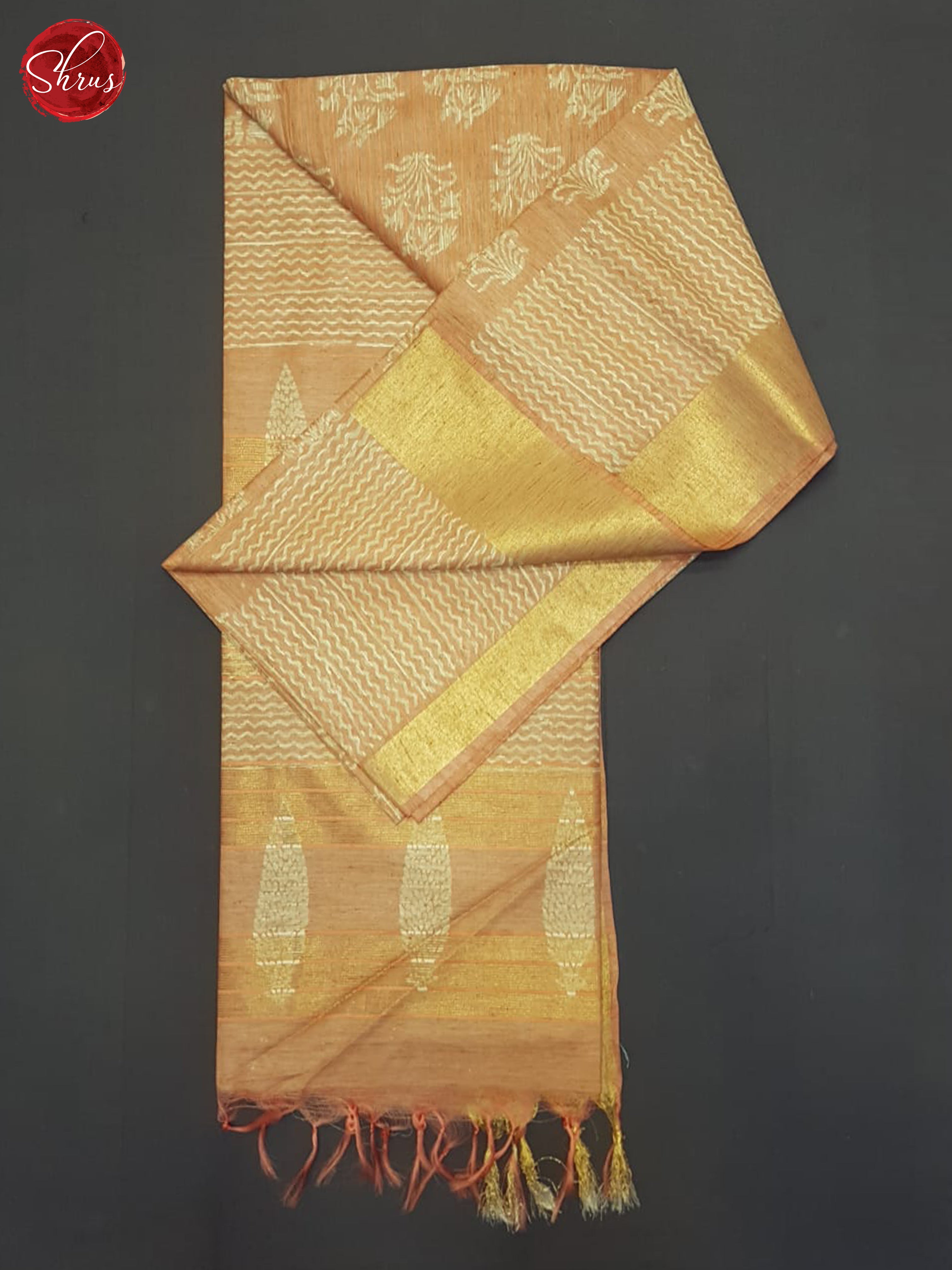 Pale Orange(Single Tone)- Semi Gicha Saree - Shop on ShrusEternity.com