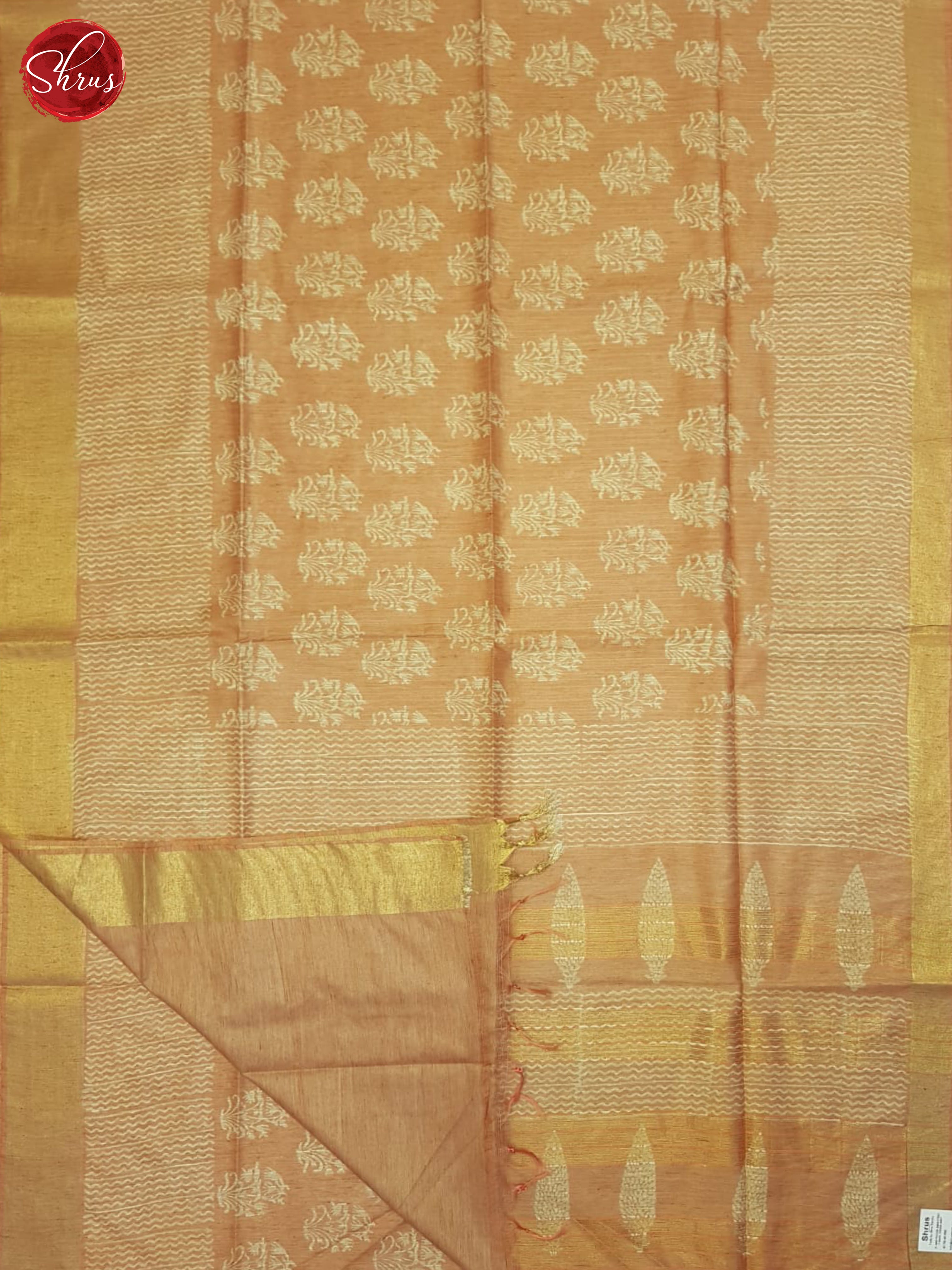 Pale Orange(Single Tone)- Semi Gicha Saree - Shop on ShrusEternity.com