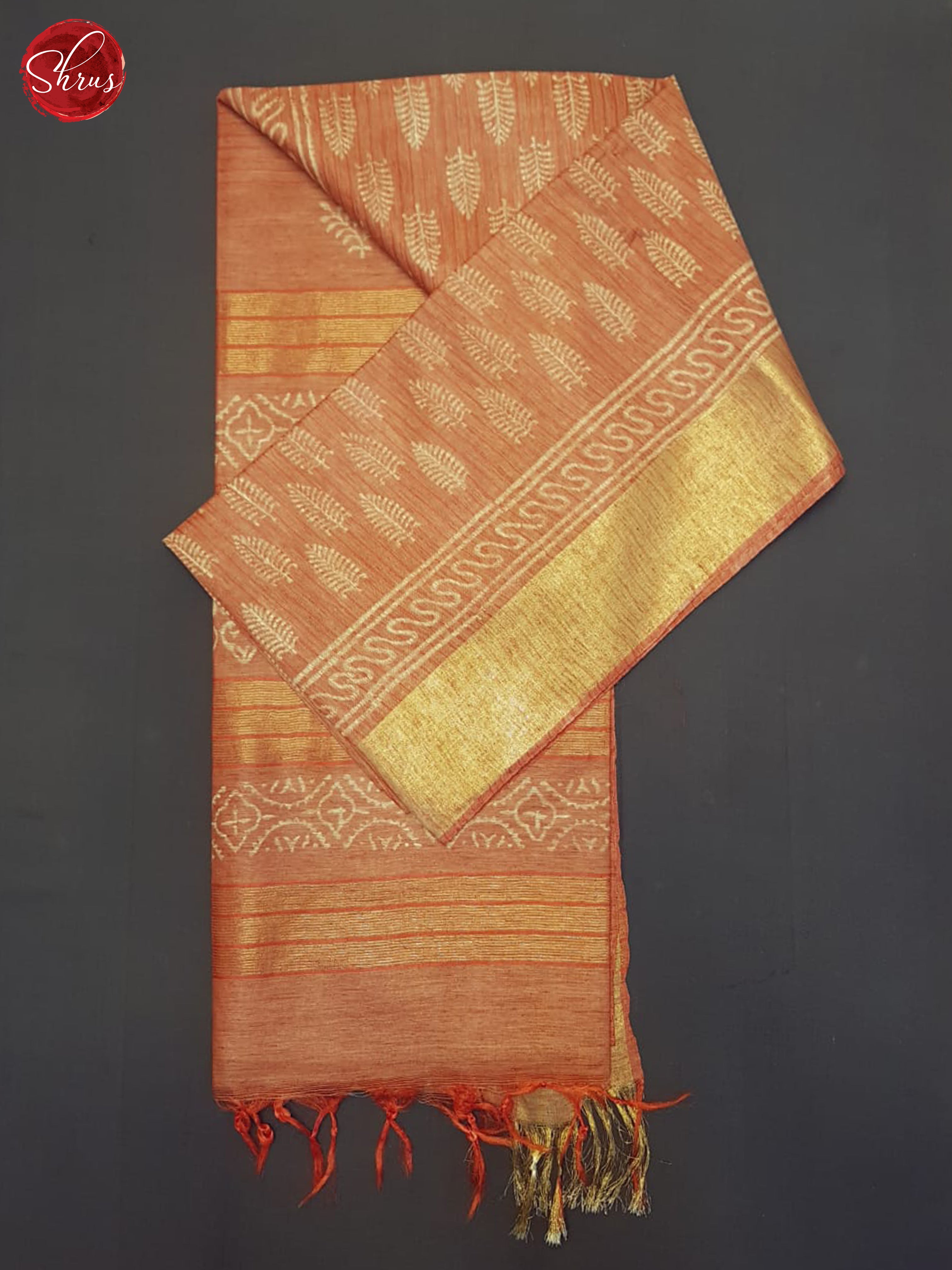 Orange(Single Tone)- Semi Gicha Saree - Shop on ShrusEternity.com