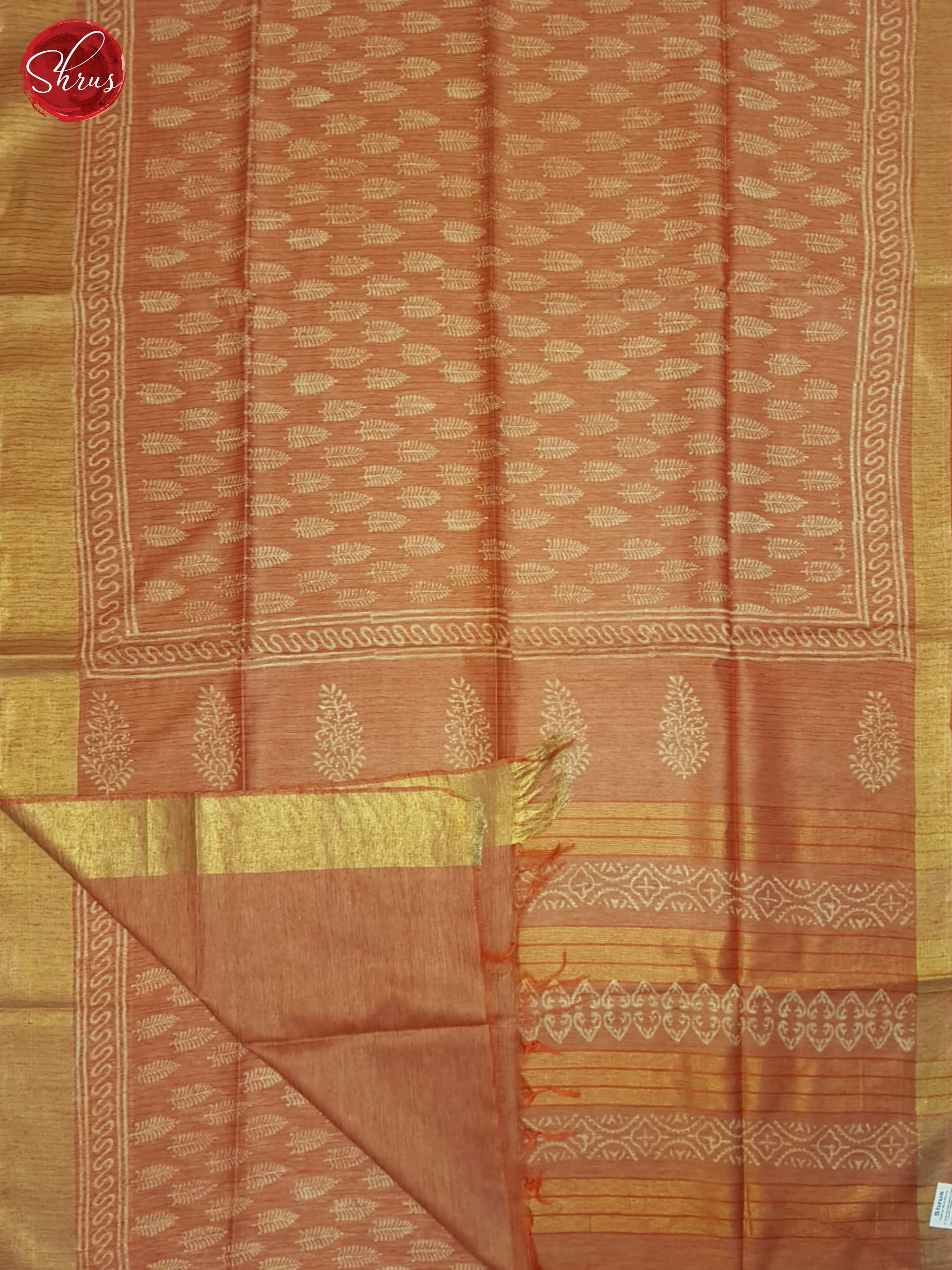 Orange(Single Tone)- Semi Gicha Saree - Shop on ShrusEternity.com