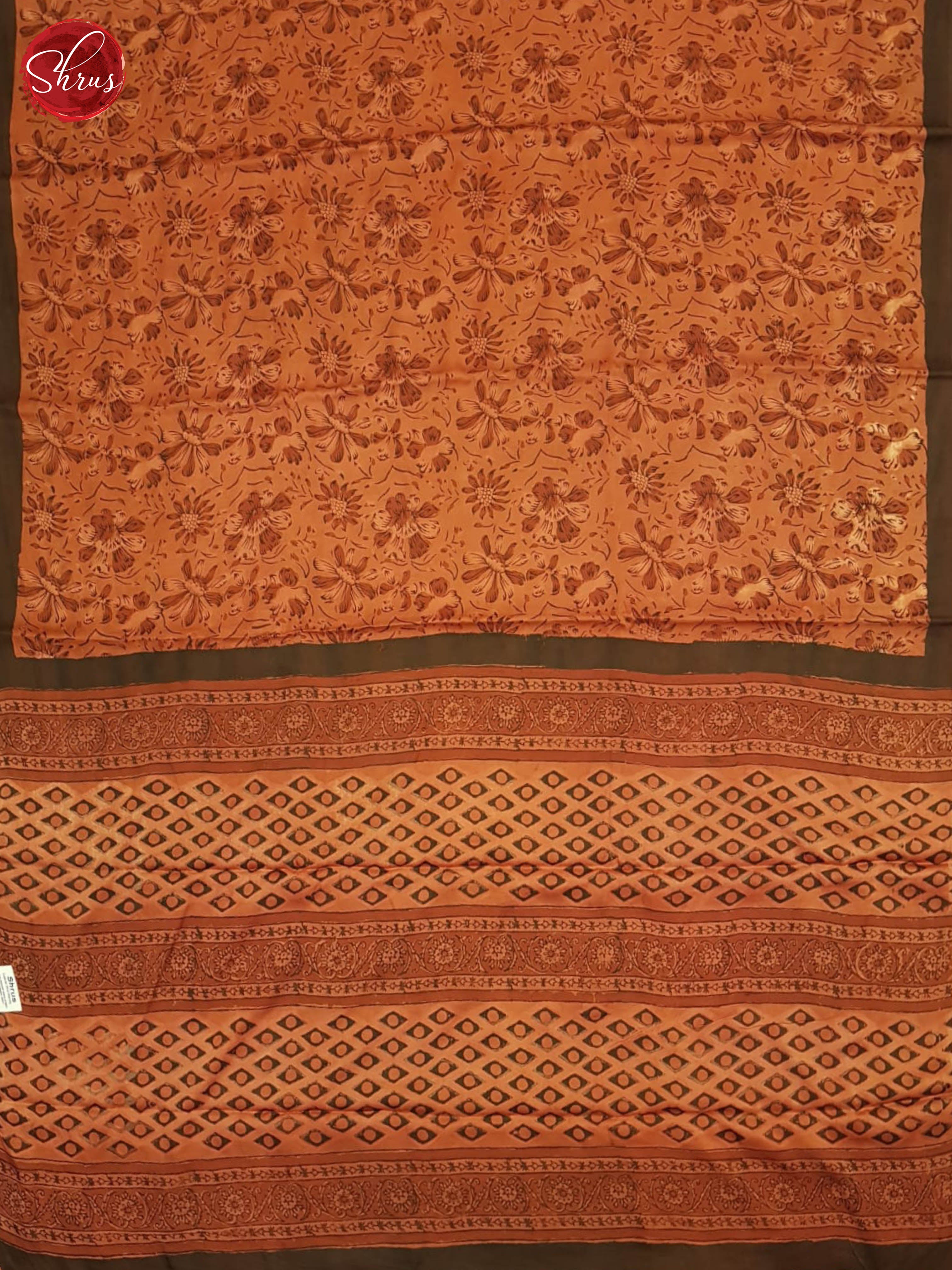 Orange & Brown - Modal Silk Saree - Shop on ShrusEternity.com