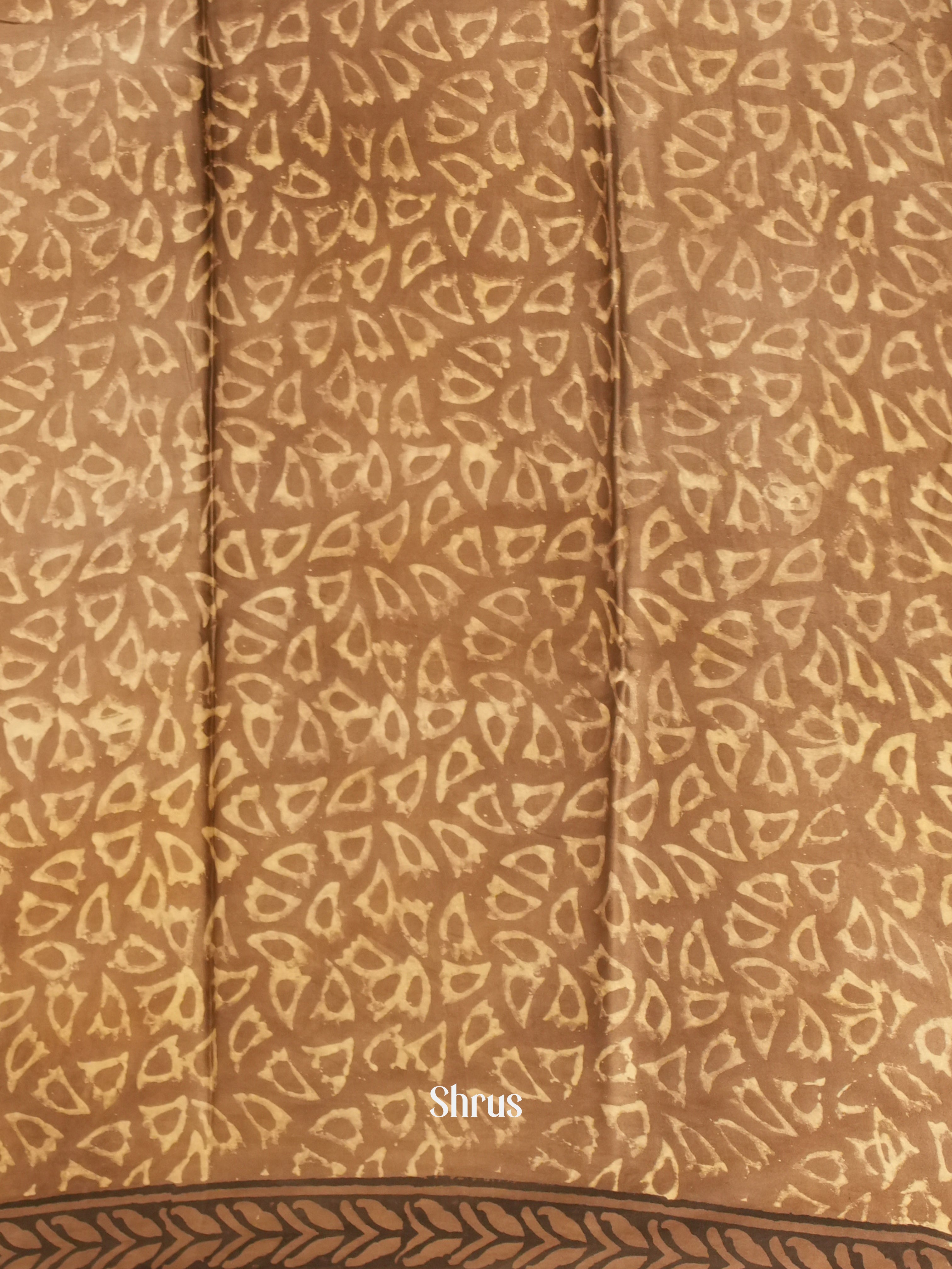 Cream & Brown- Modal Silk Saree - Shop on ShrusEternity.com