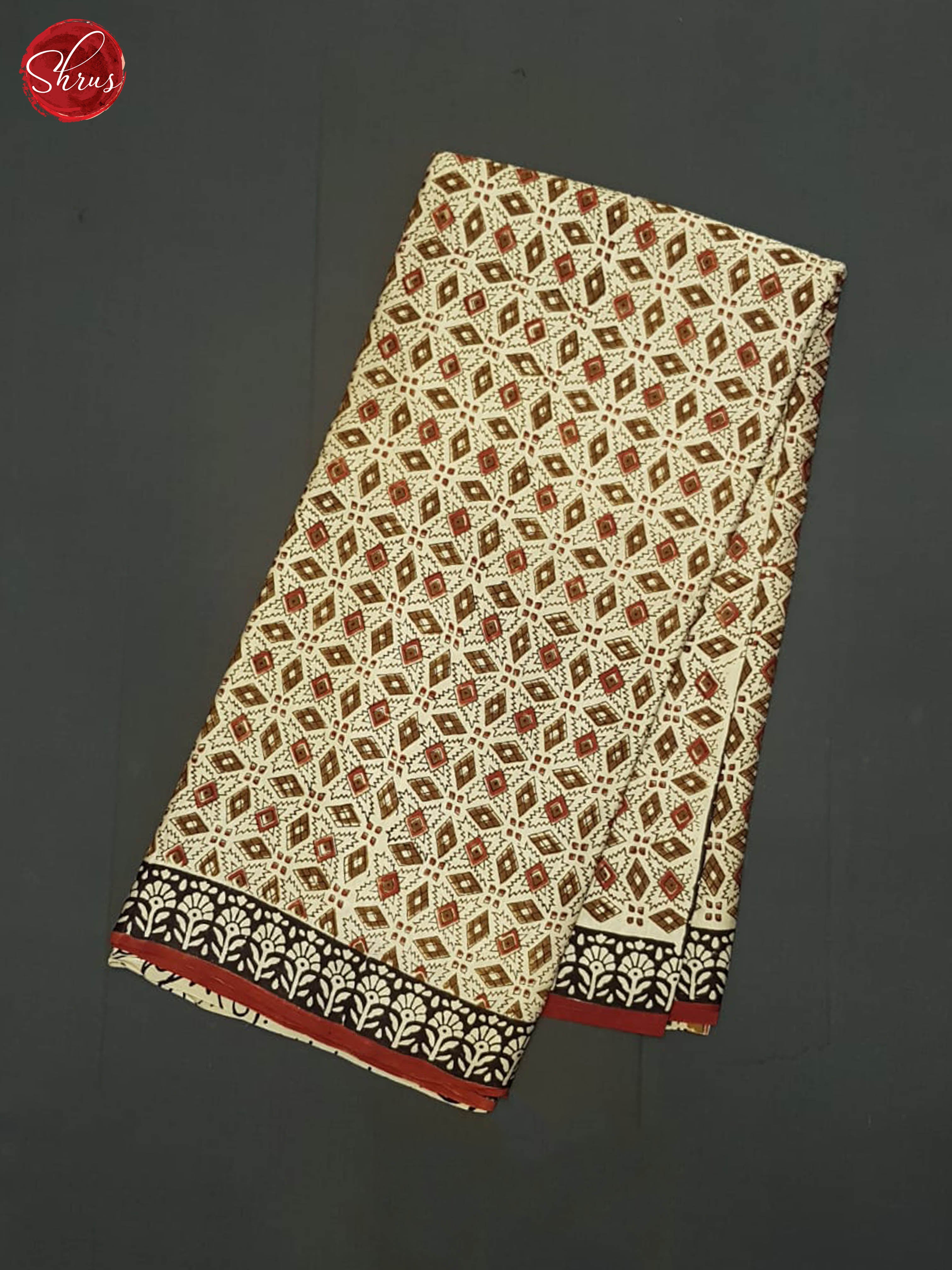 Cream & Red - Modal Silk Saree - Shop on ShrusEternity.com