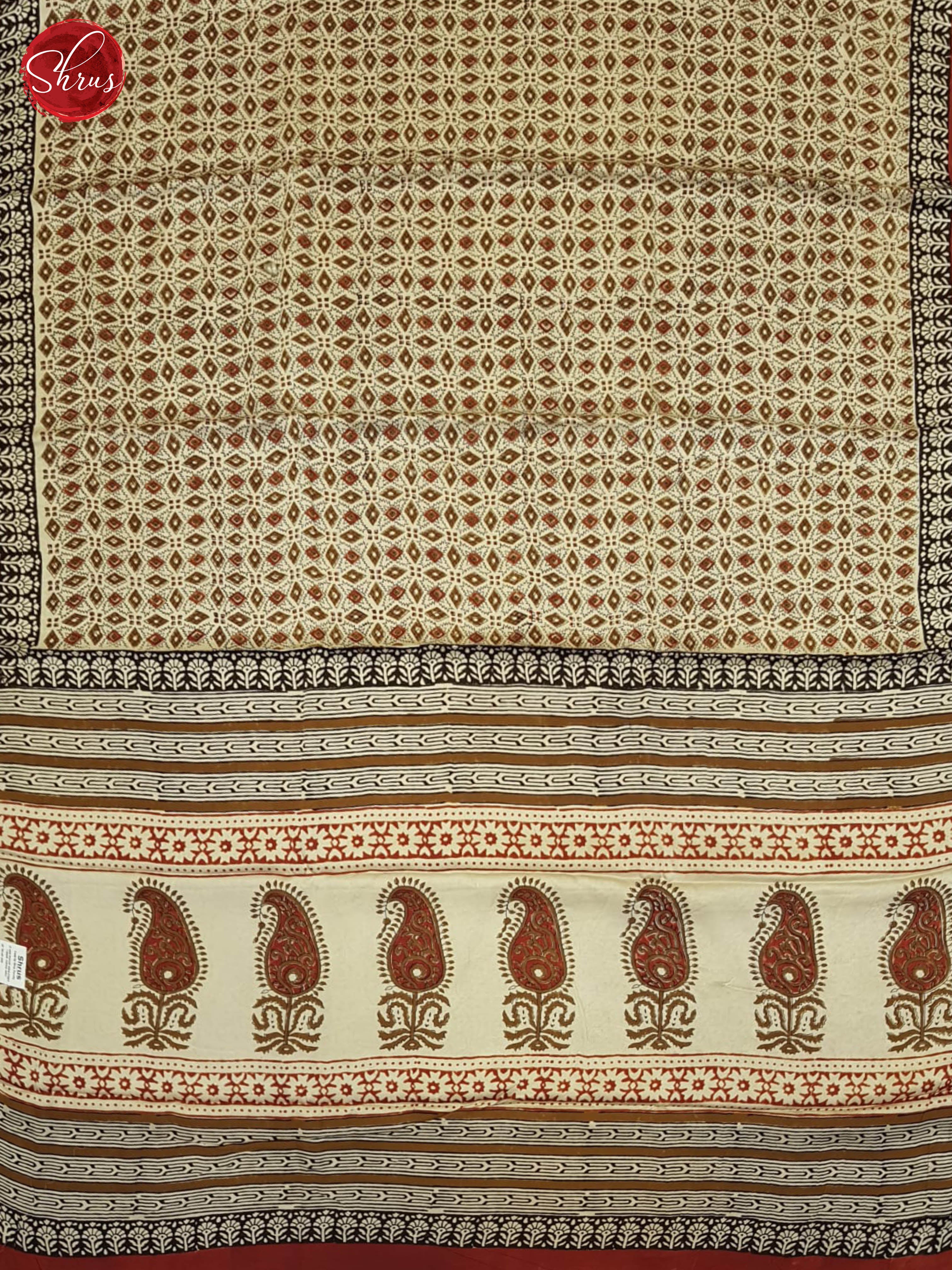 Cream & Red - Modal Silk Saree - Shop on ShrusEternity.com