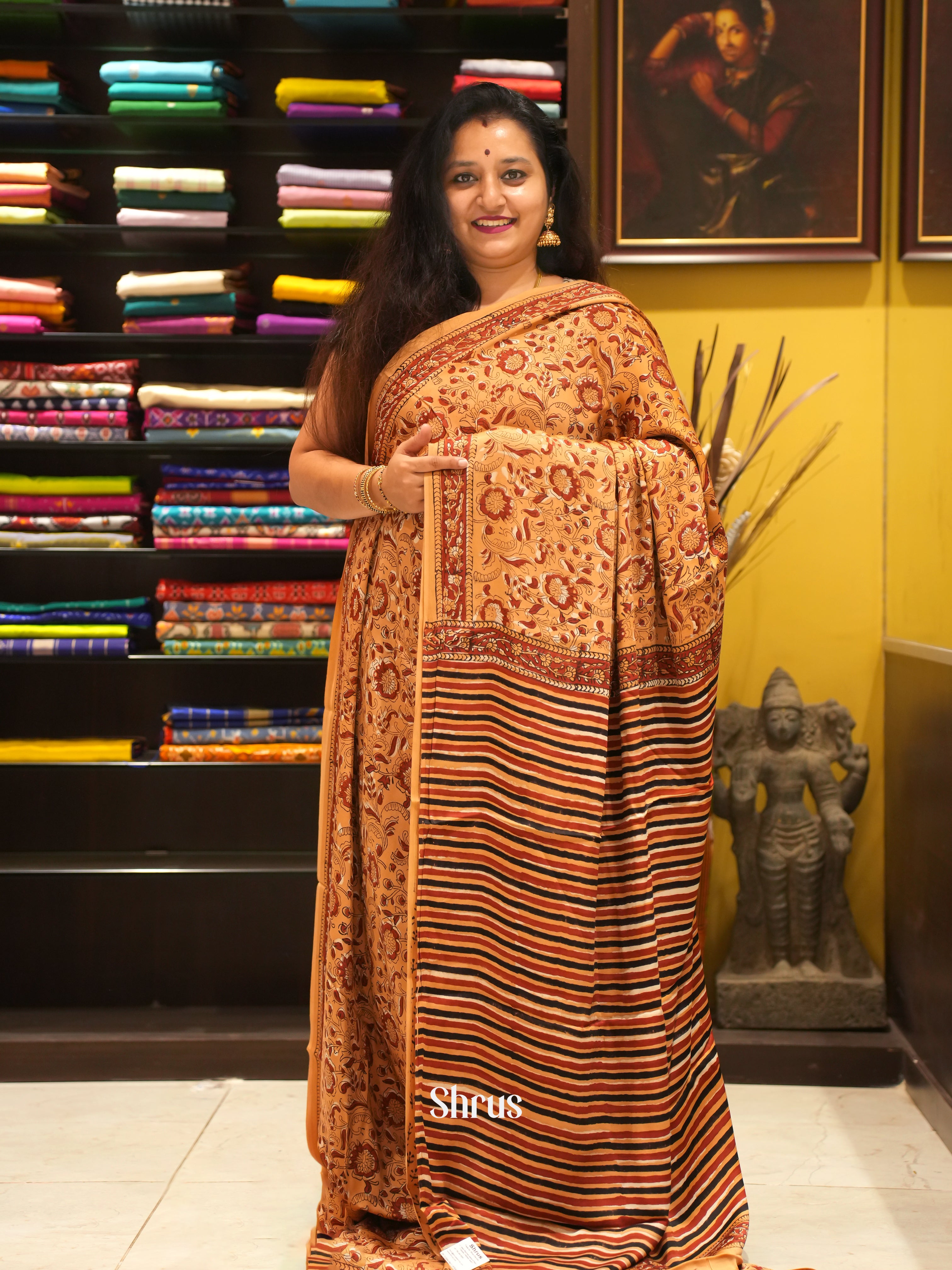 Biscuit Brown - Modal Silk Saree - Shop on ShrusEternity.com