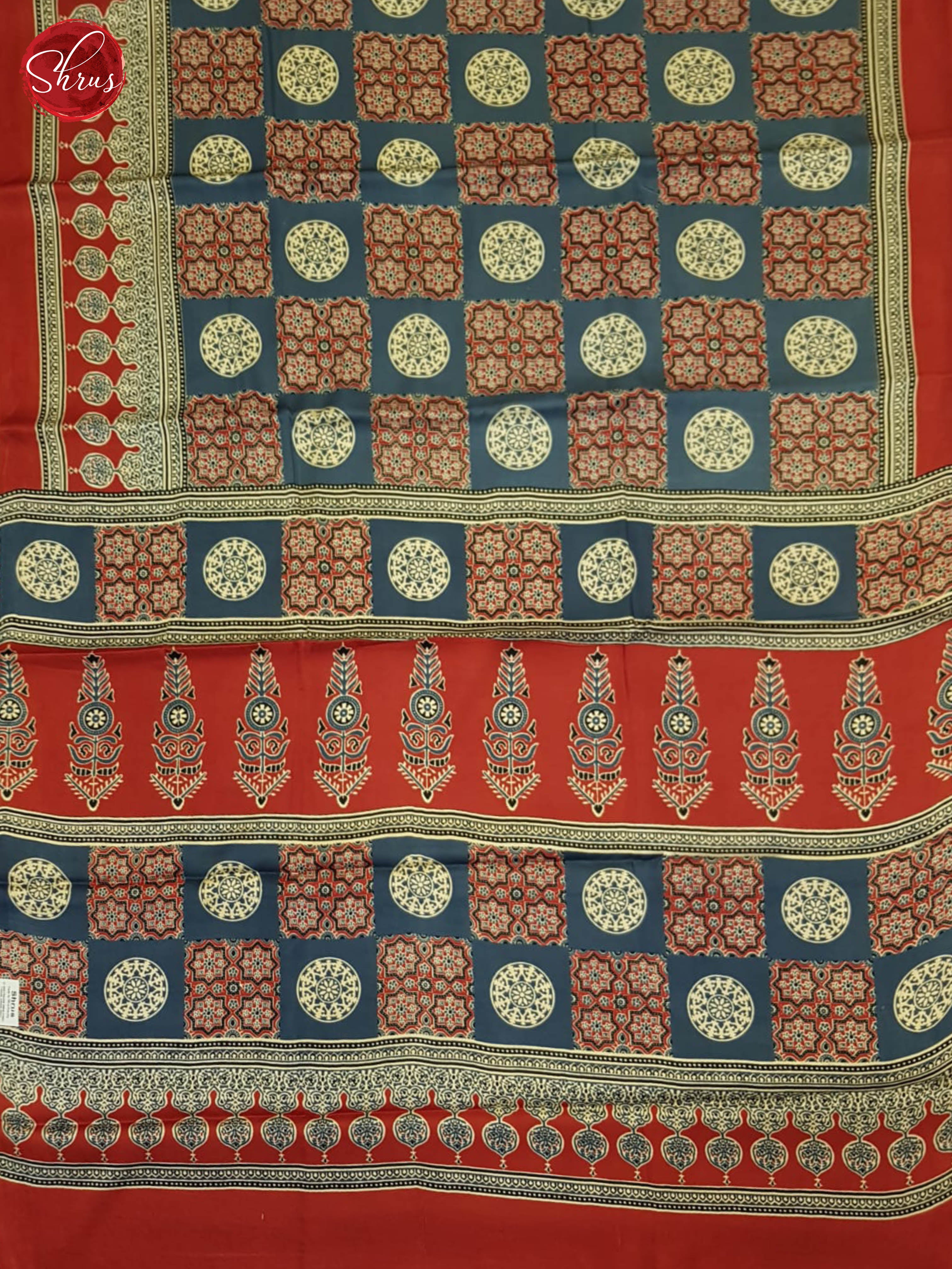 Blue & Red - Modal Silk Saree - Shop on ShrusEternity.com